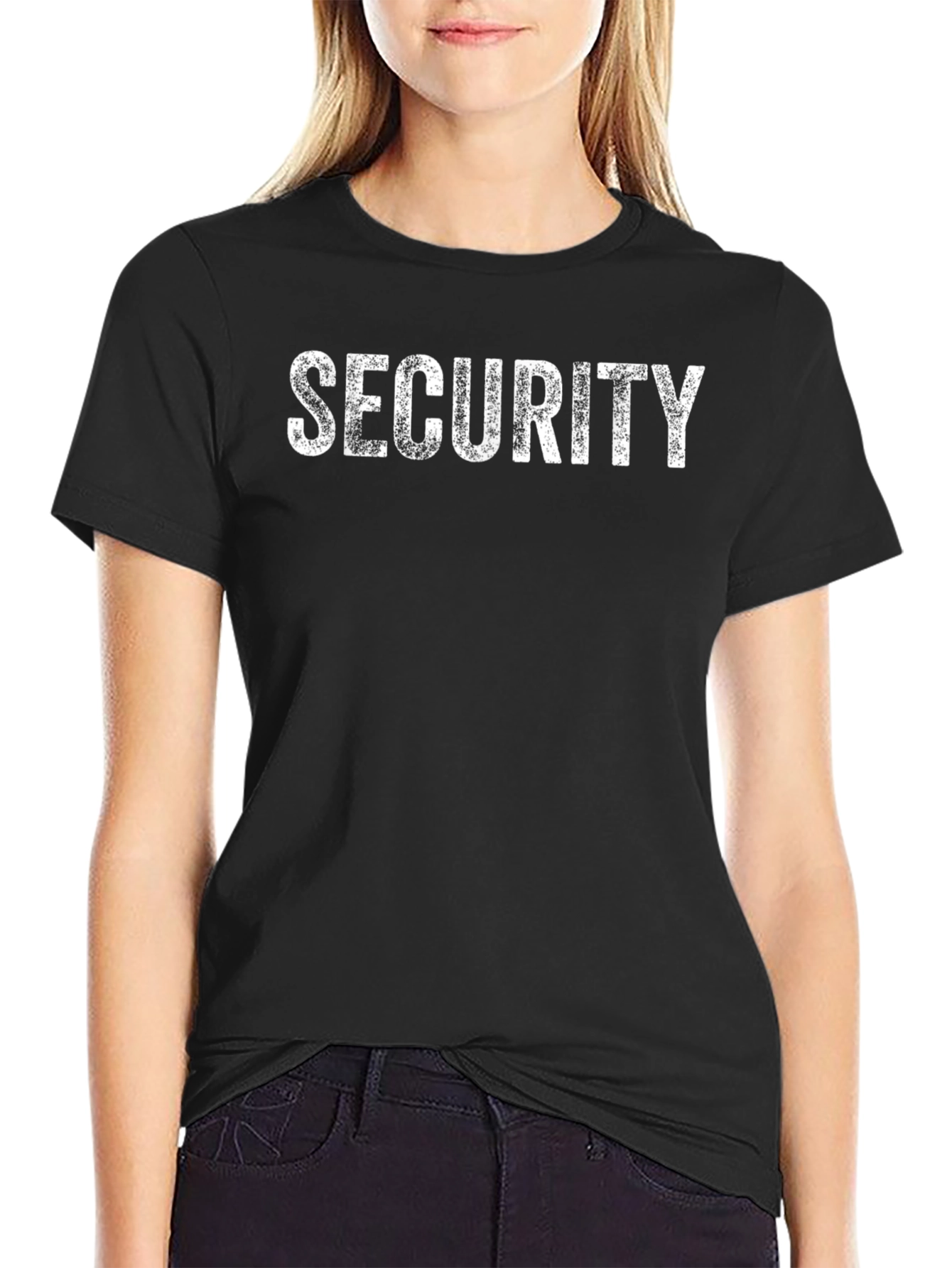 Security Graphic Print Black Cotton T-Shirt
