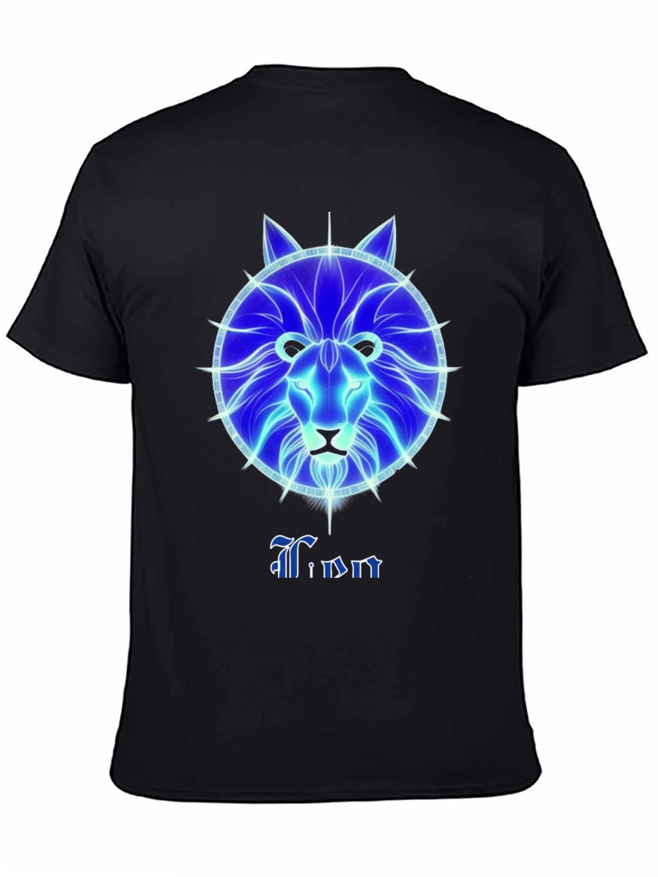 Lion Zodiac Graphic T-Shirt - Black