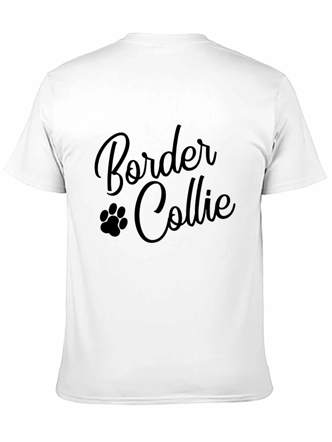 Border Collie Paw Print Black T-Shirt