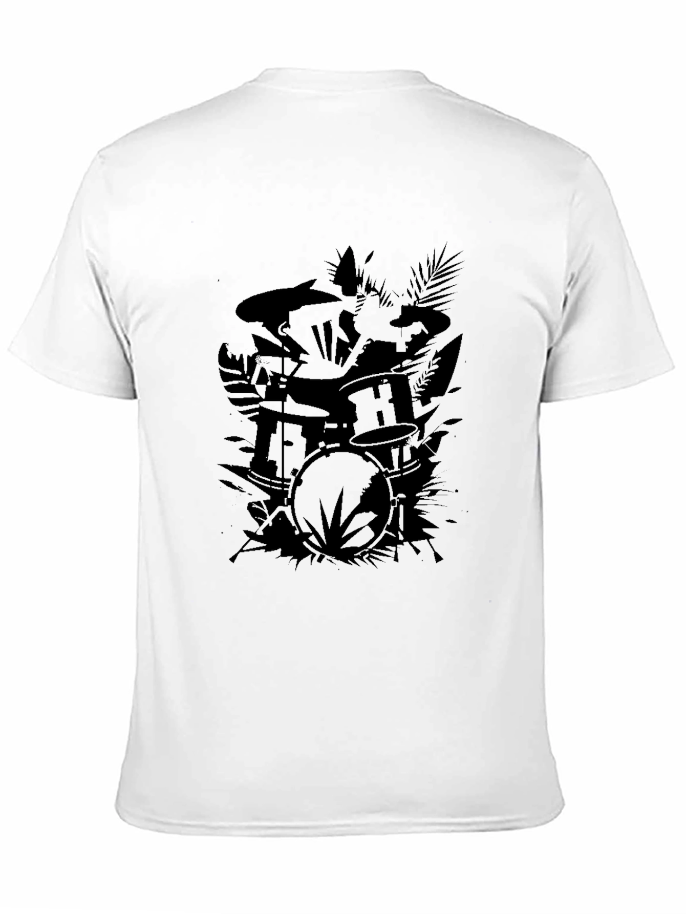 Drum Set Graphic Tee - Black Cotton Casual Shirt