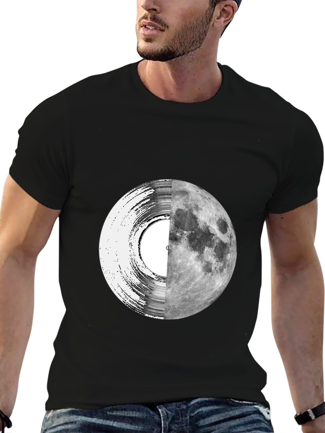 Vinyl Moon Graphic Tee - Unique Music Lover Shirt