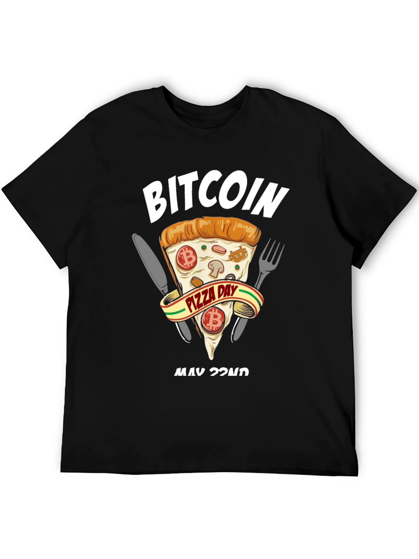 Bitcoin Pizza Day Black T-Shirt Crypto Currency Tee