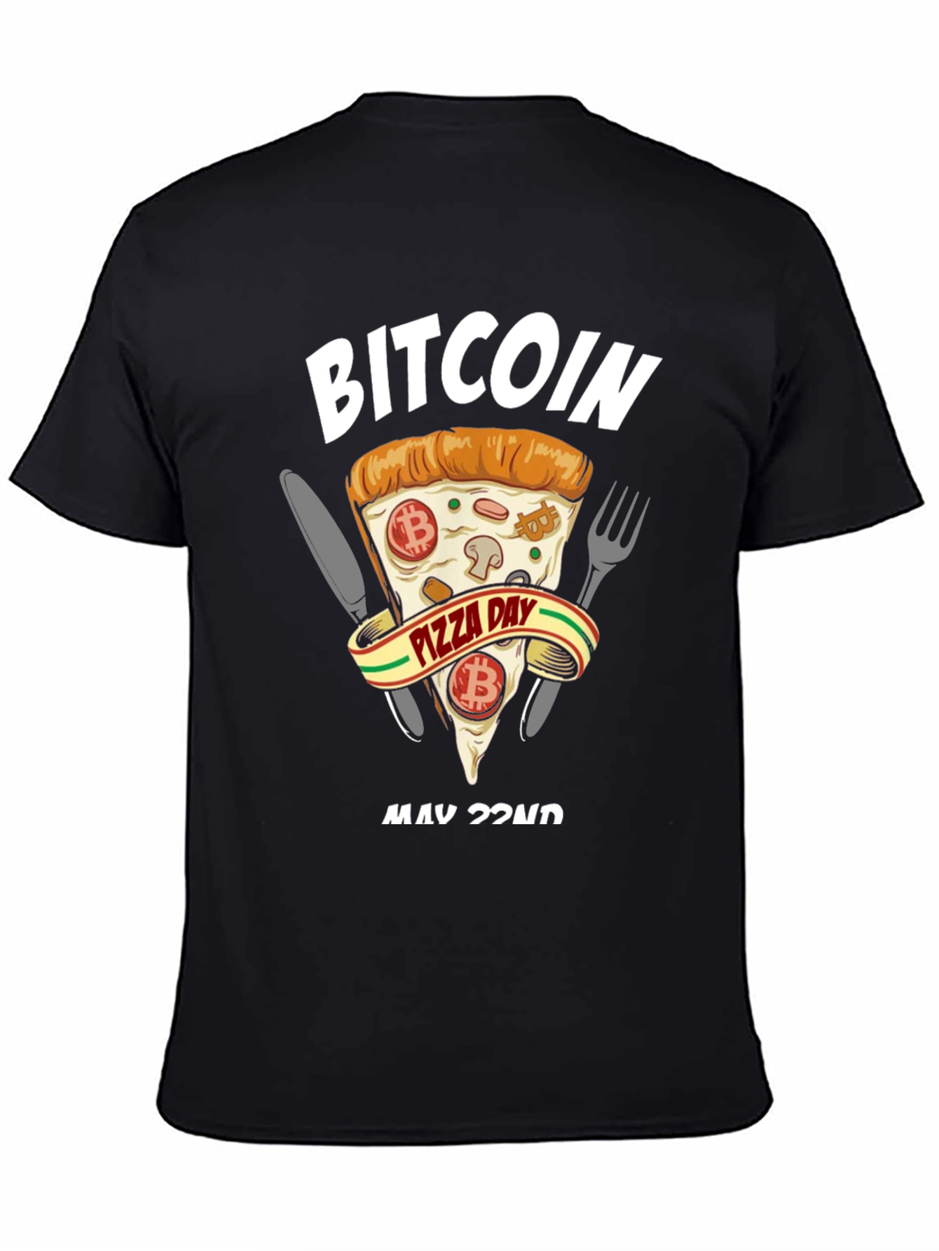 Bitcoin Pizza Day Black T-Shirt Crypto Currency Tee