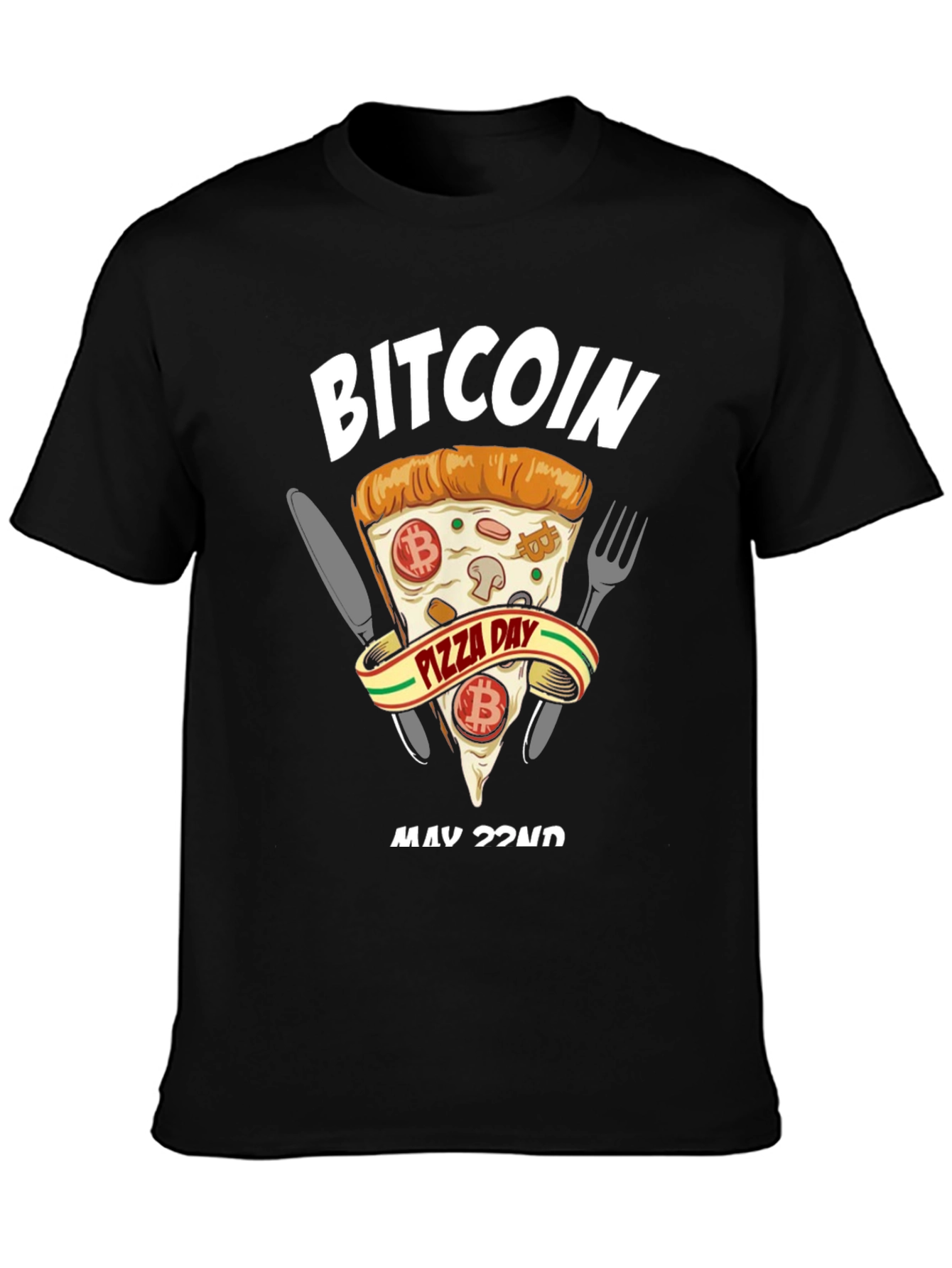 Bitcoin Pizza Day Black T-Shirt Crypto Currency Tee