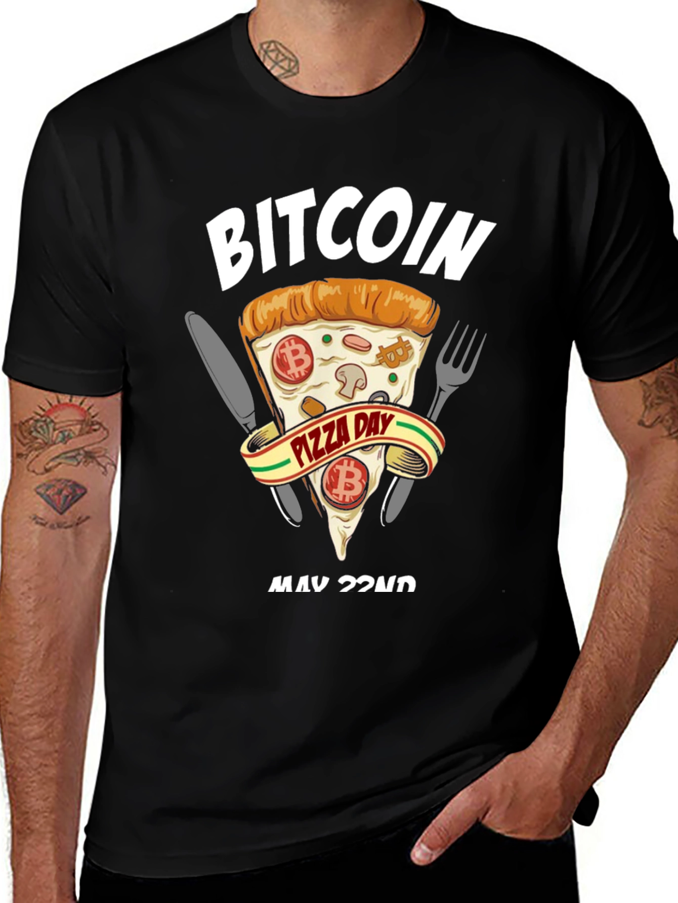 Bitcoin Pizza Day Black T-Shirt Crypto Currency Tee