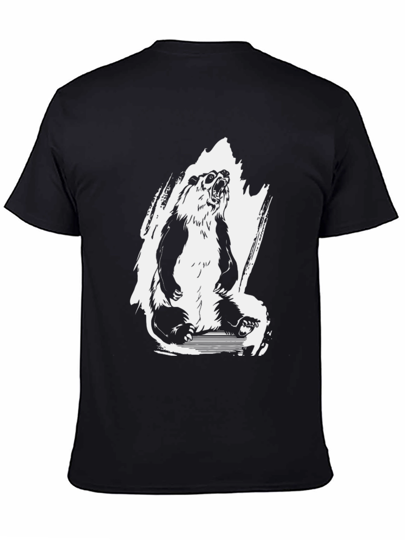 Bear Graphic Tee - Black Cotton T-Shirt