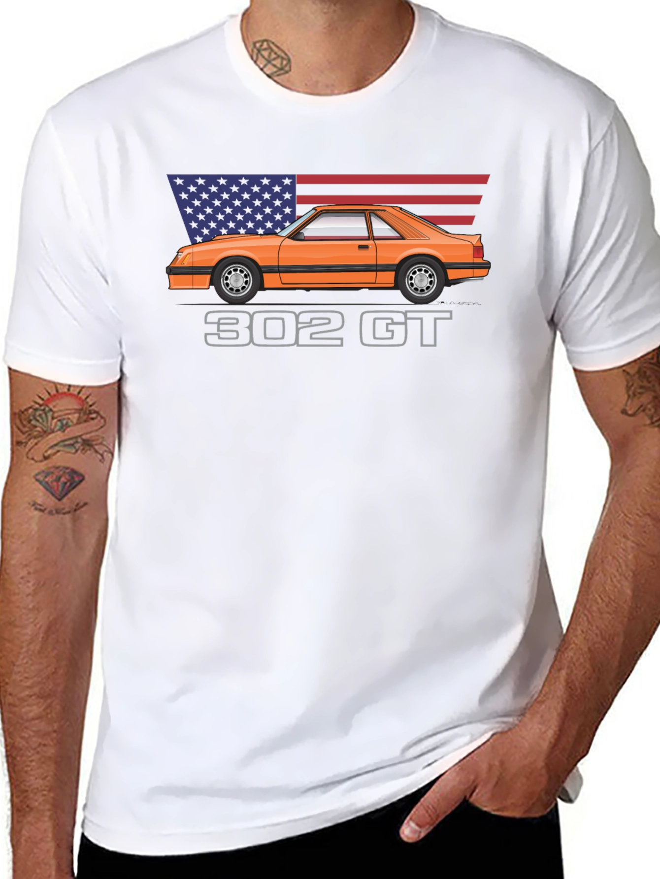 302 GT American Flag Graphic Tee