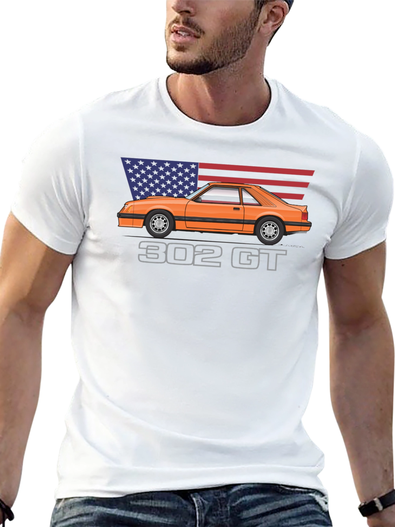 302 GT American Flag Graphic Tee