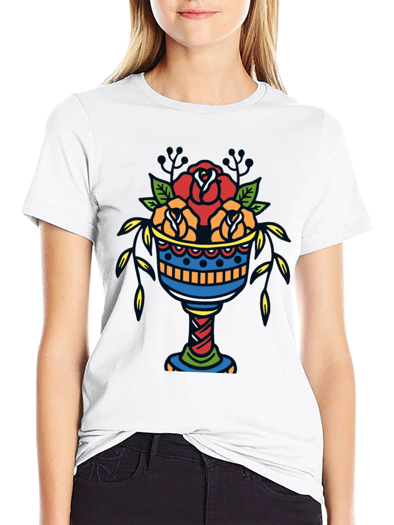 Floral Chalice Black Graphic Tee