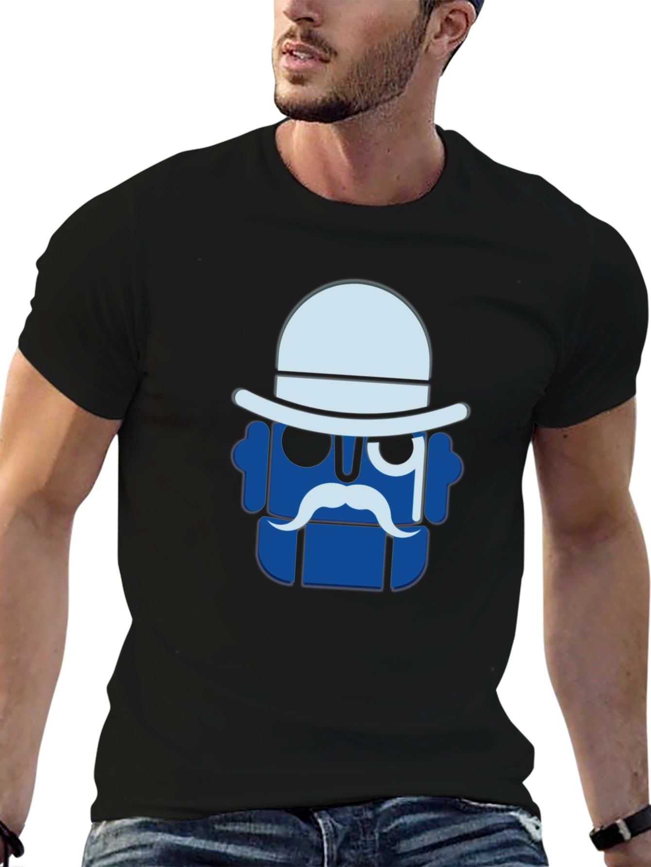 Dapper Robot Graphic Tee - Black Cotton T-Shirt
