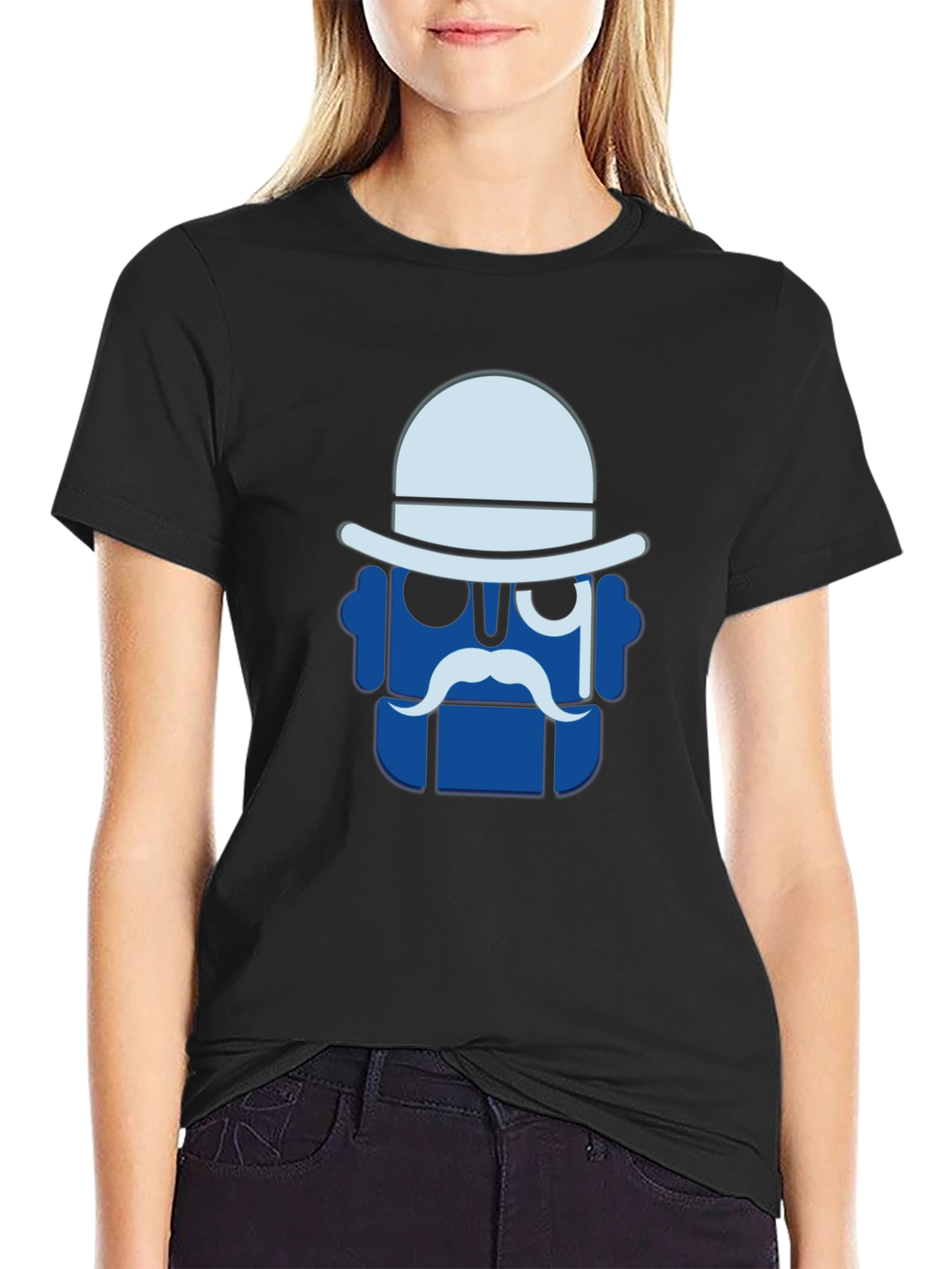 Dapper Robot Graphic Tee - Black Cotton T-Shirt