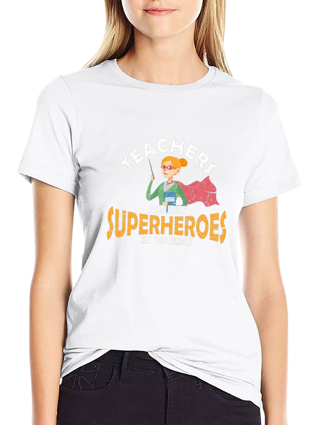 Teacher Superhero Graphic Tee - Black