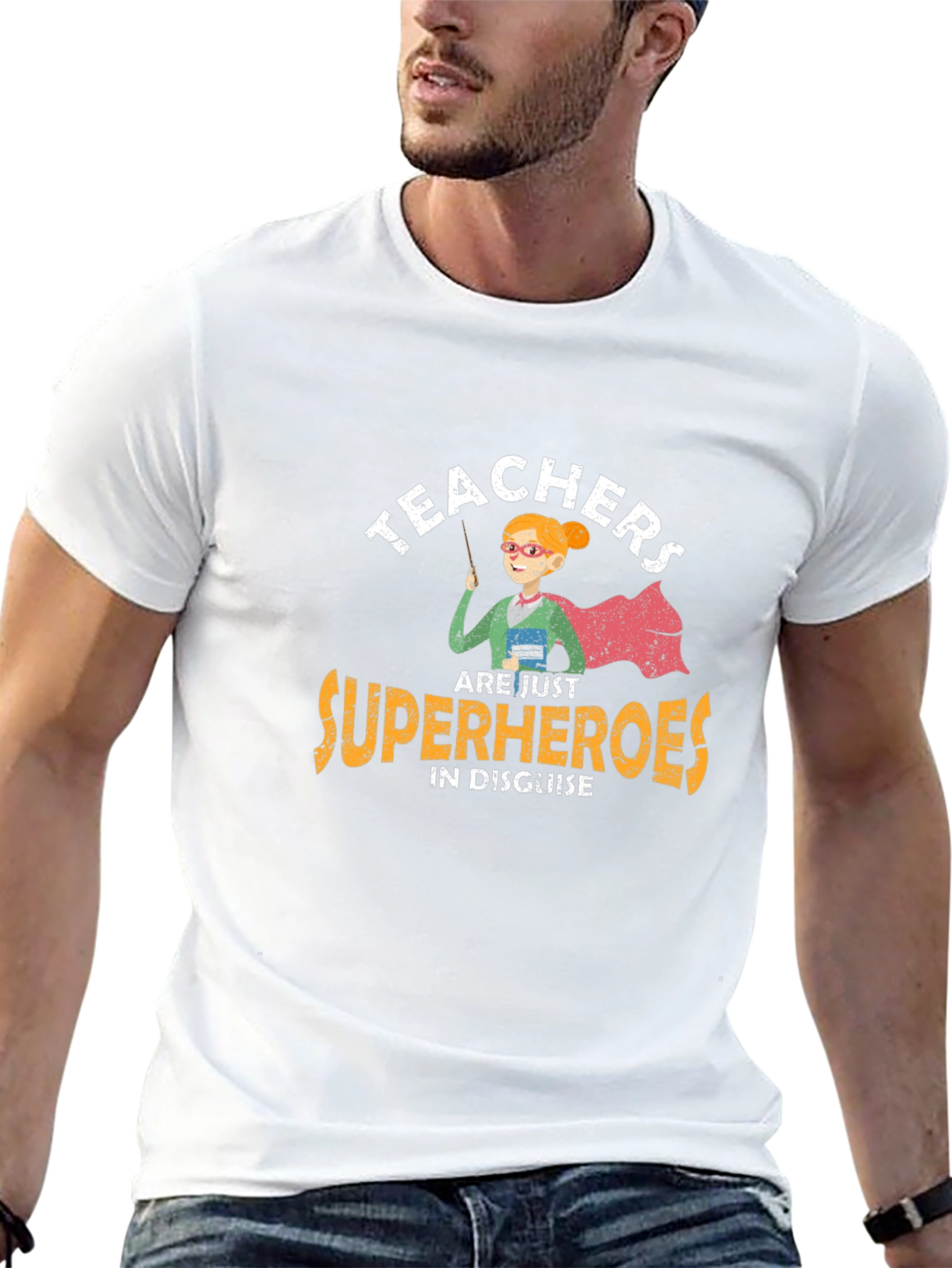 Teacher Superhero Graphic Tee - Black