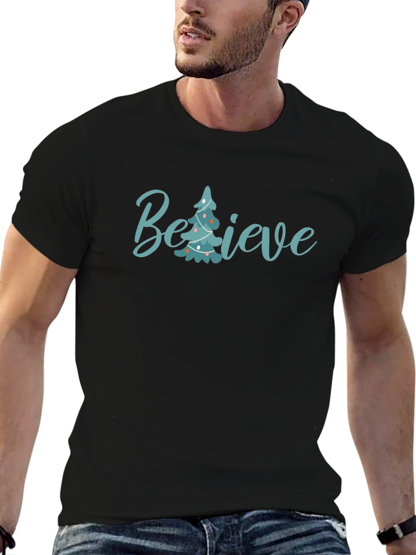 Believe Christmas Tree Graphic Tee