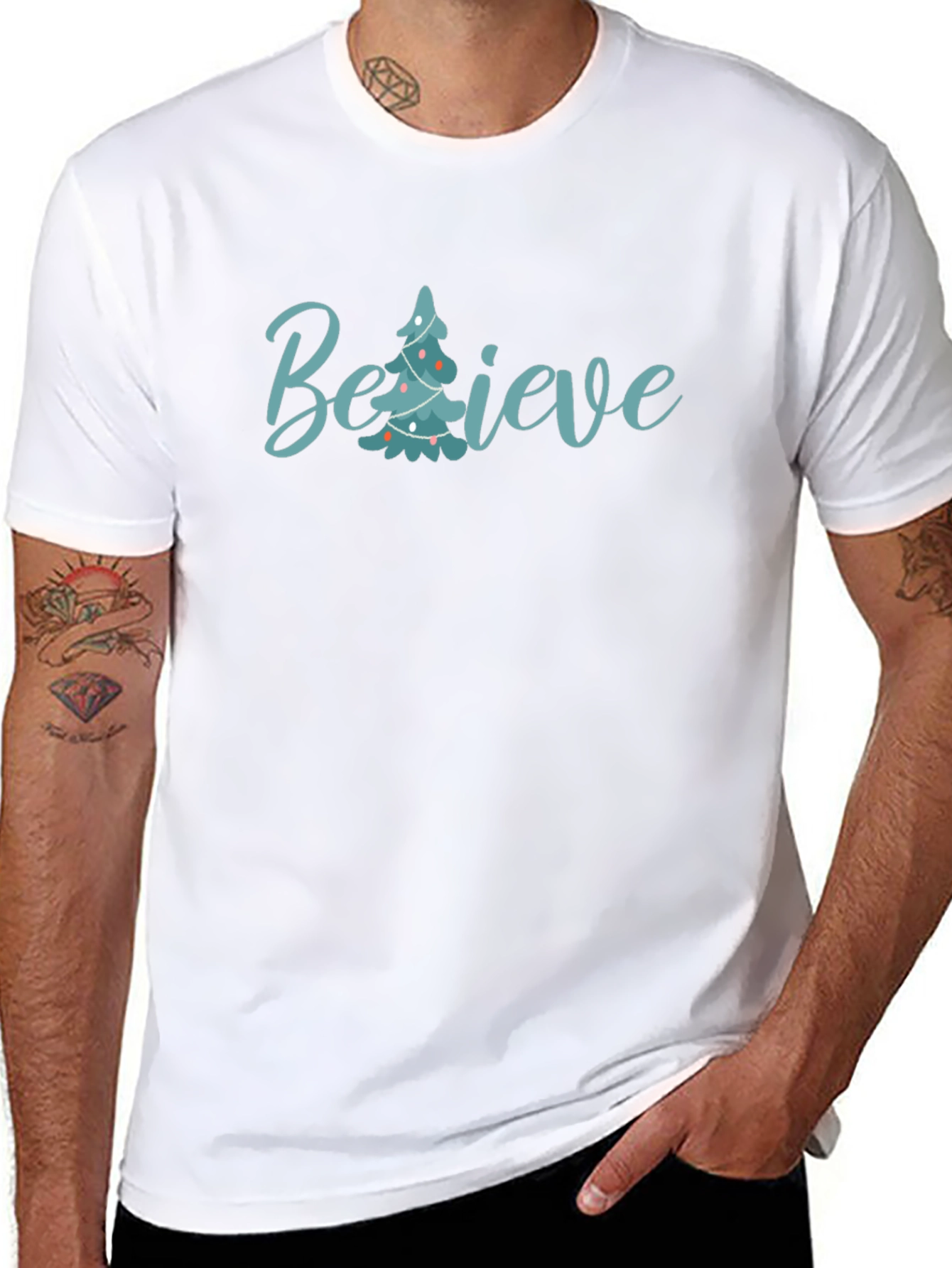 Believe Christmas Tree Graphic Tee