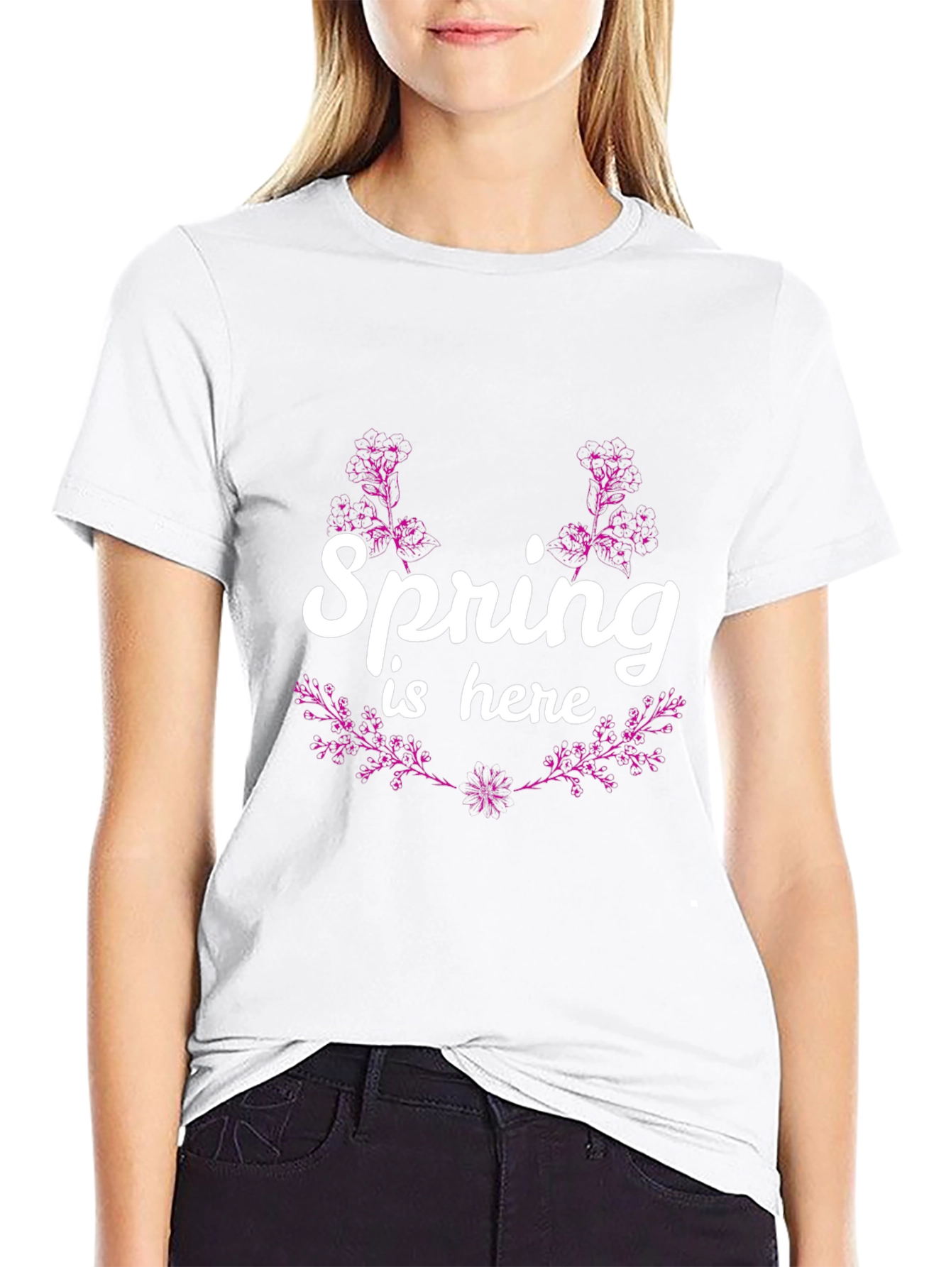 Spring is Here Graphic Tee - Black Cotton T-Shirt