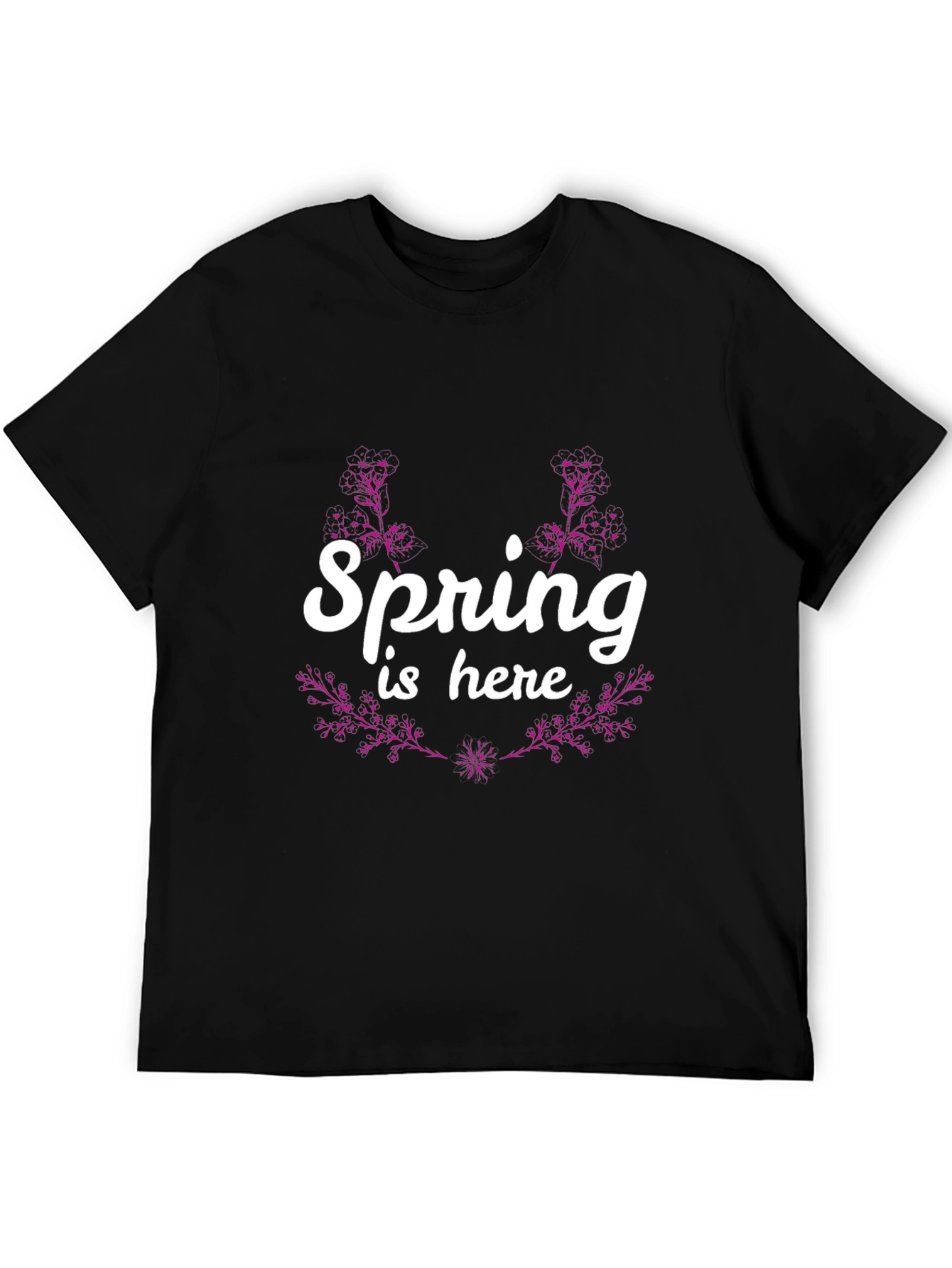 Spring is Here Graphic Tee - Black Cotton T-Shirt
