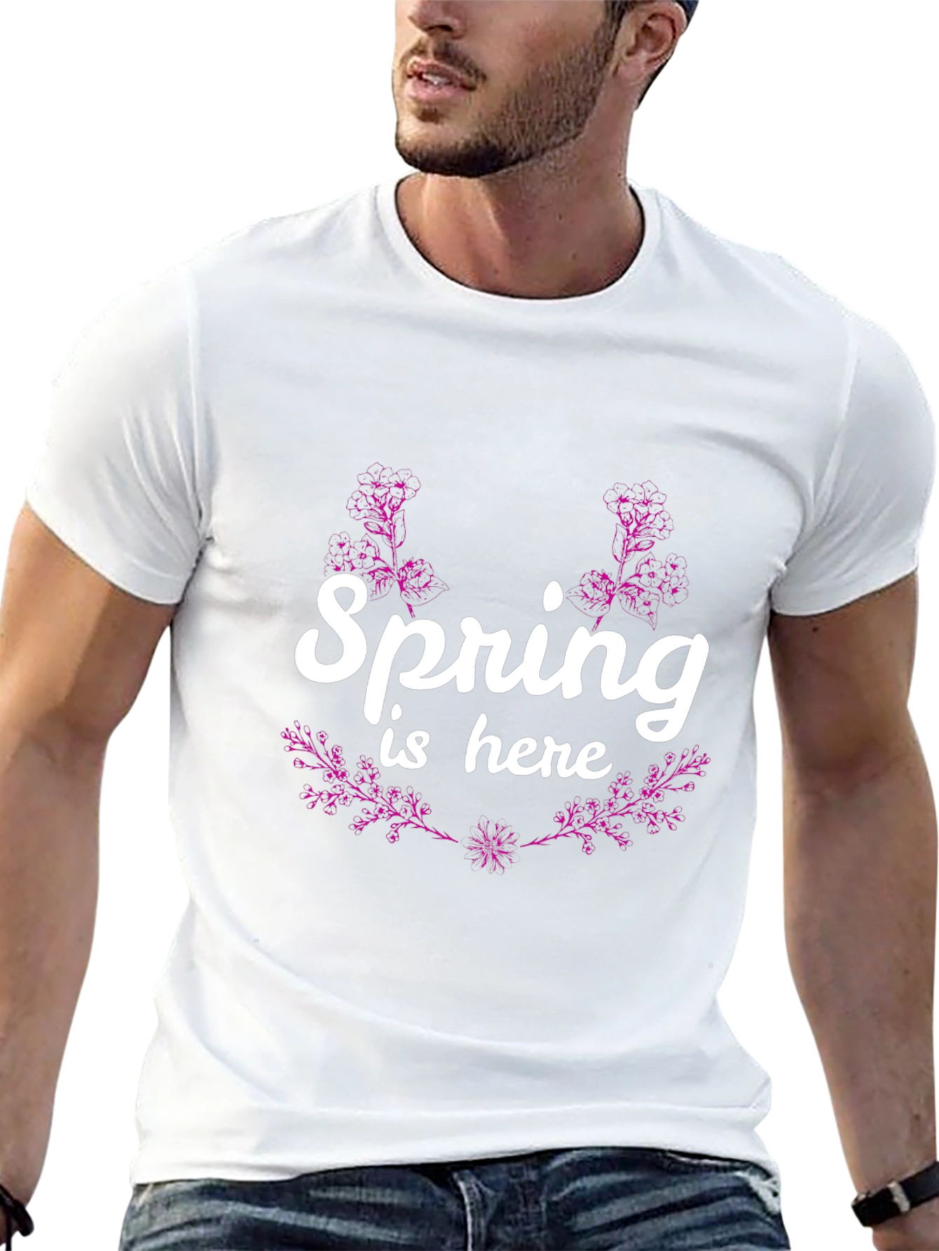Spring is Here Graphic Tee - Black Cotton T-Shirt