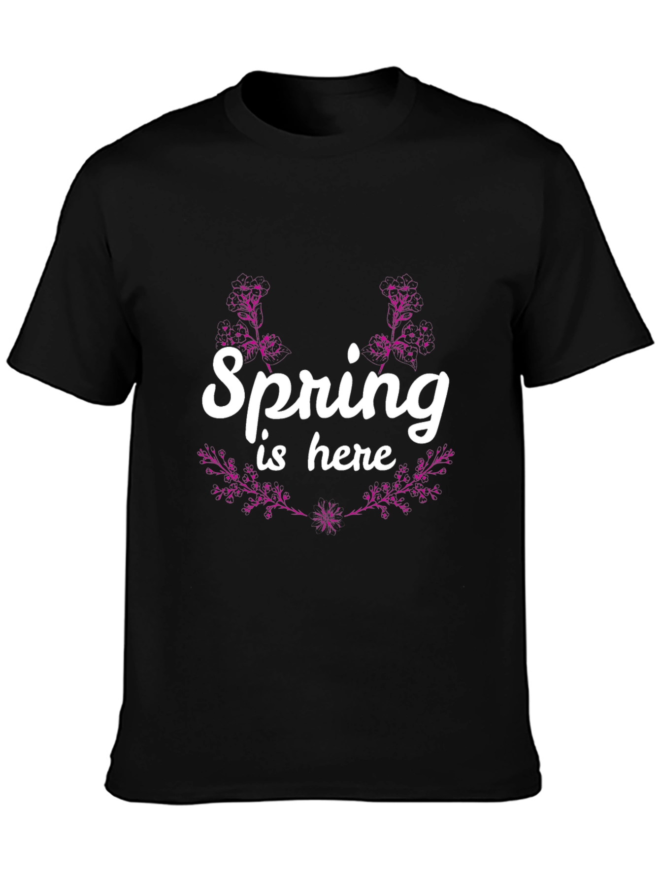 Spring is Here Graphic Tee - Black Cotton T-Shirt