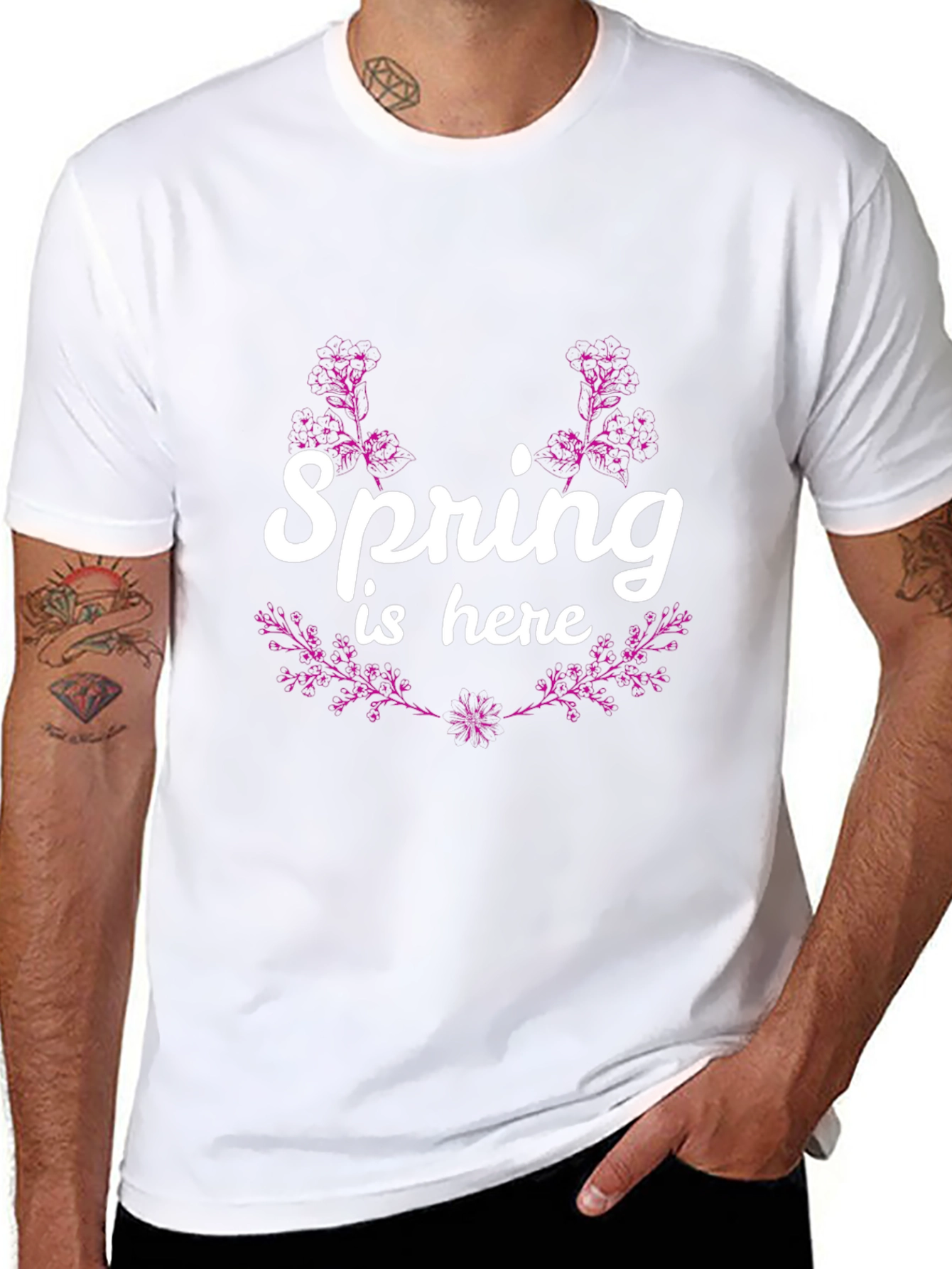 Spring is Here Graphic Tee - Black Cotton T-Shirt