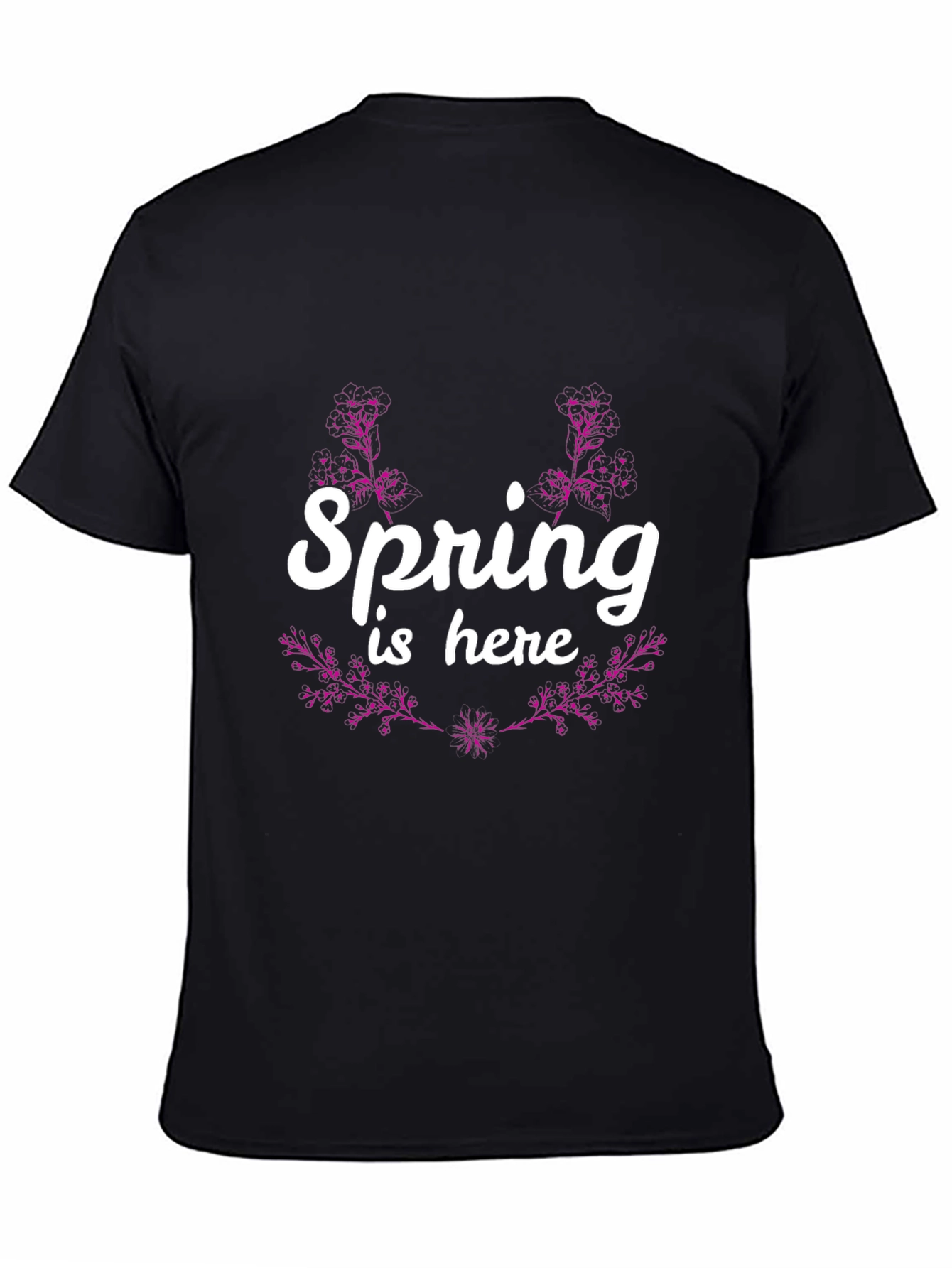 Spring is Here Graphic Tee - Black Cotton T-Shirt