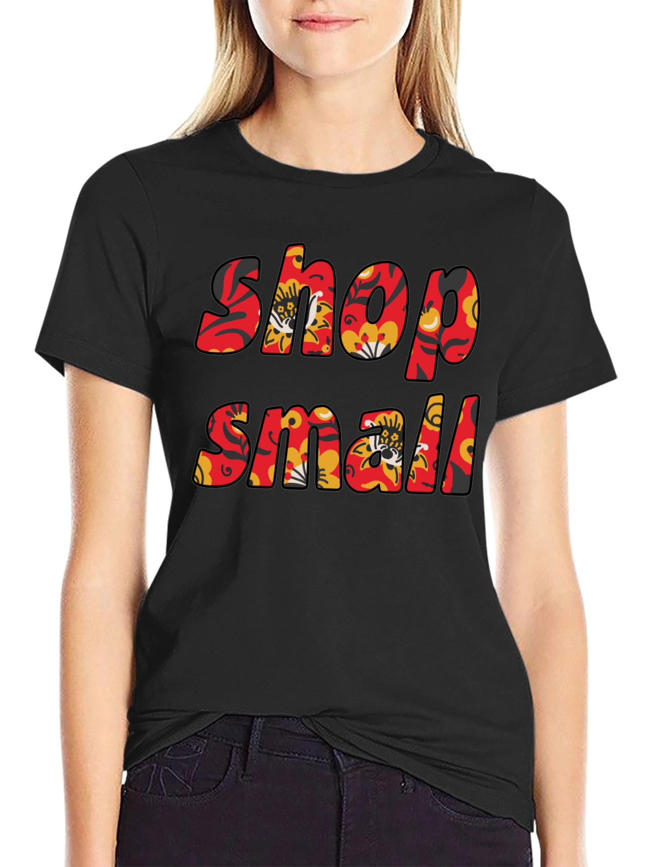 Shop Small Floral T-Shirt - Black