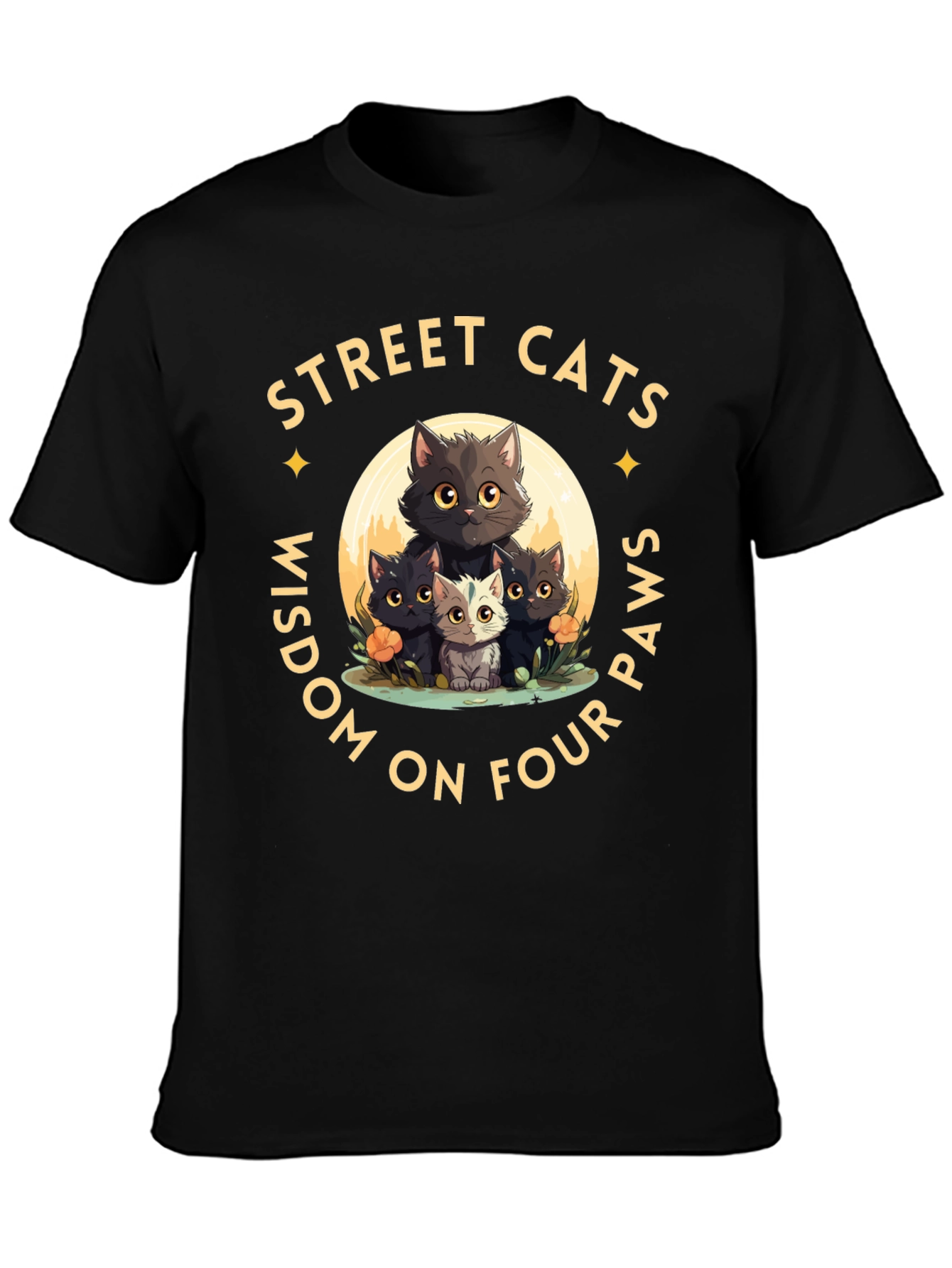 Street Cats Wisdom Graphic T-Shirt