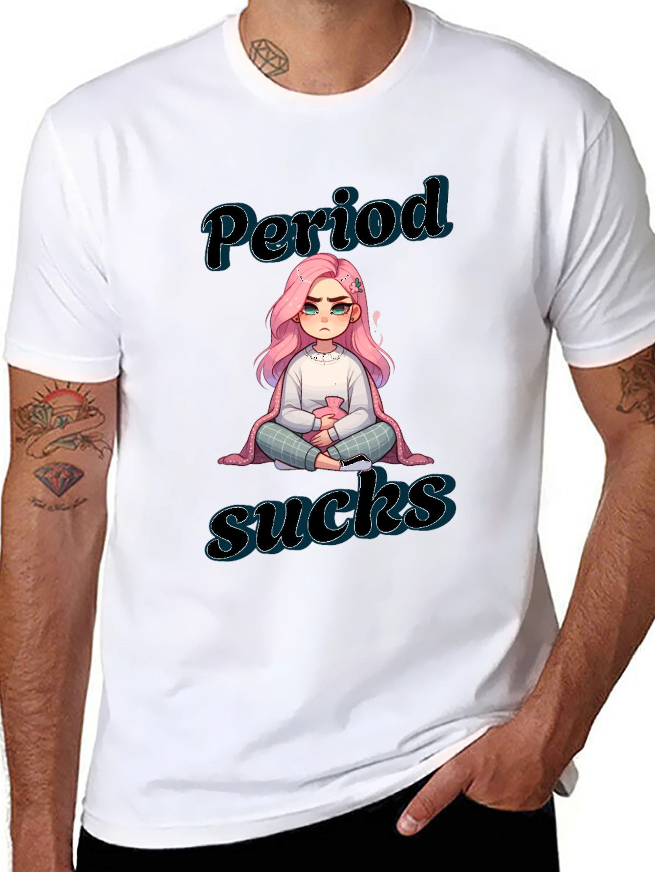 Period Sucks Graphic Tee - Black Cotton Comfort