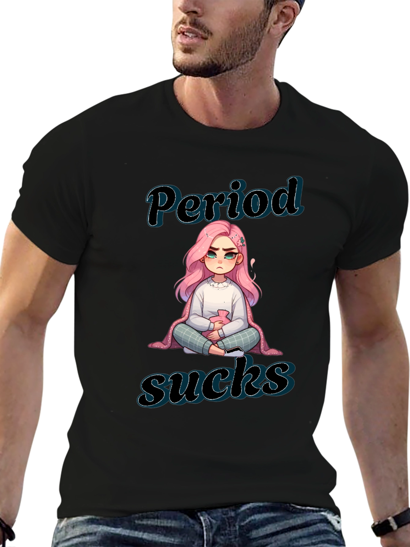 Period Sucks Graphic Tee - Black Cotton Comfort