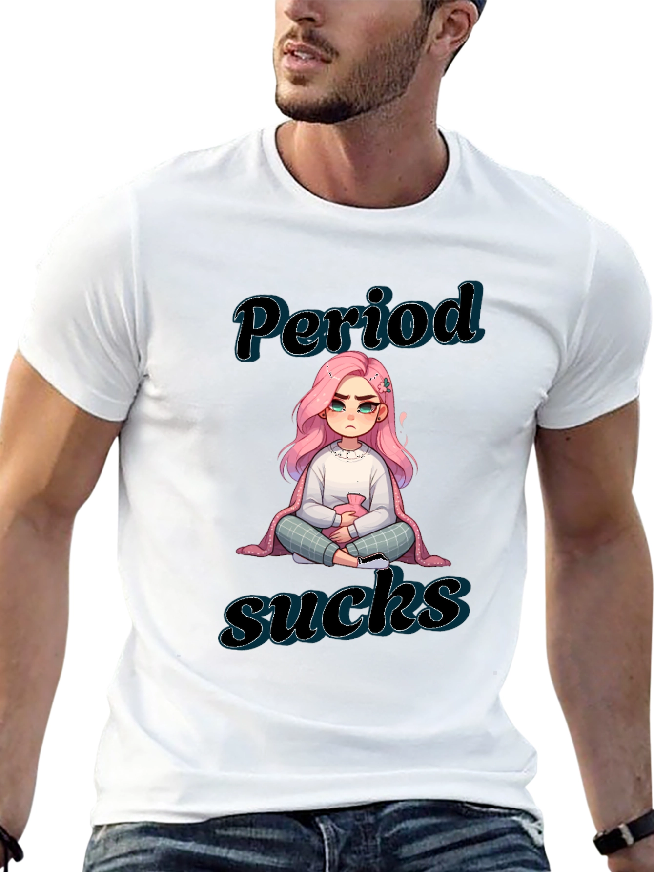 Period Sucks Graphic Tee - Black Cotton Comfort