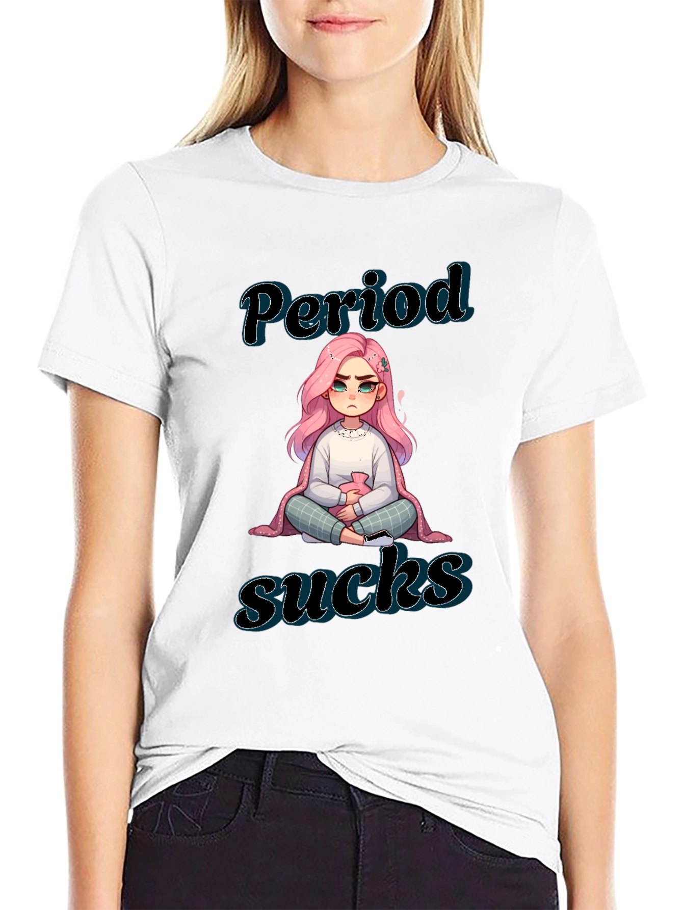 Period Sucks Graphic Tee - Black Cotton Comfort