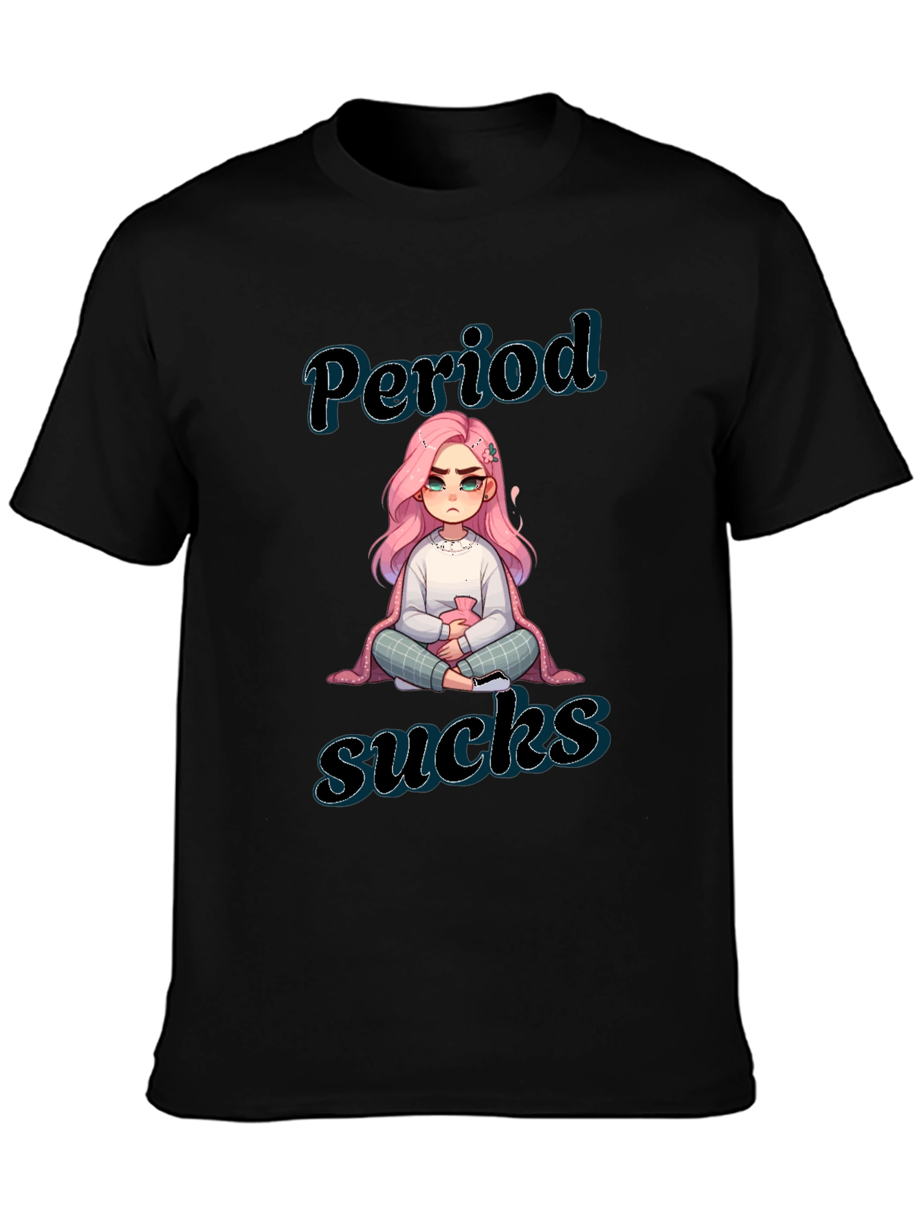 Period Sucks Graphic Tee - Black Cotton Comfort