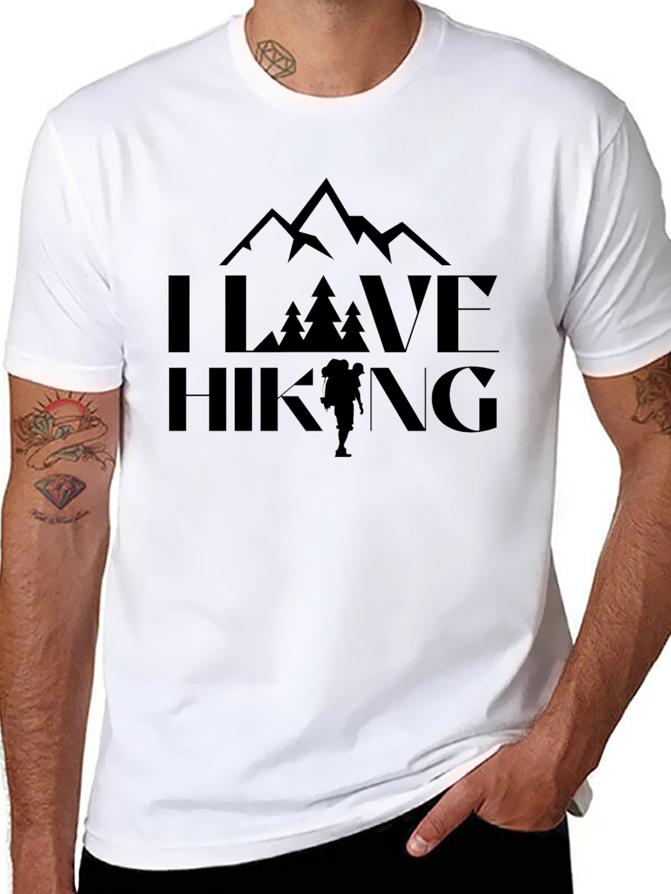 I Love Hiking Black Graphic Tee