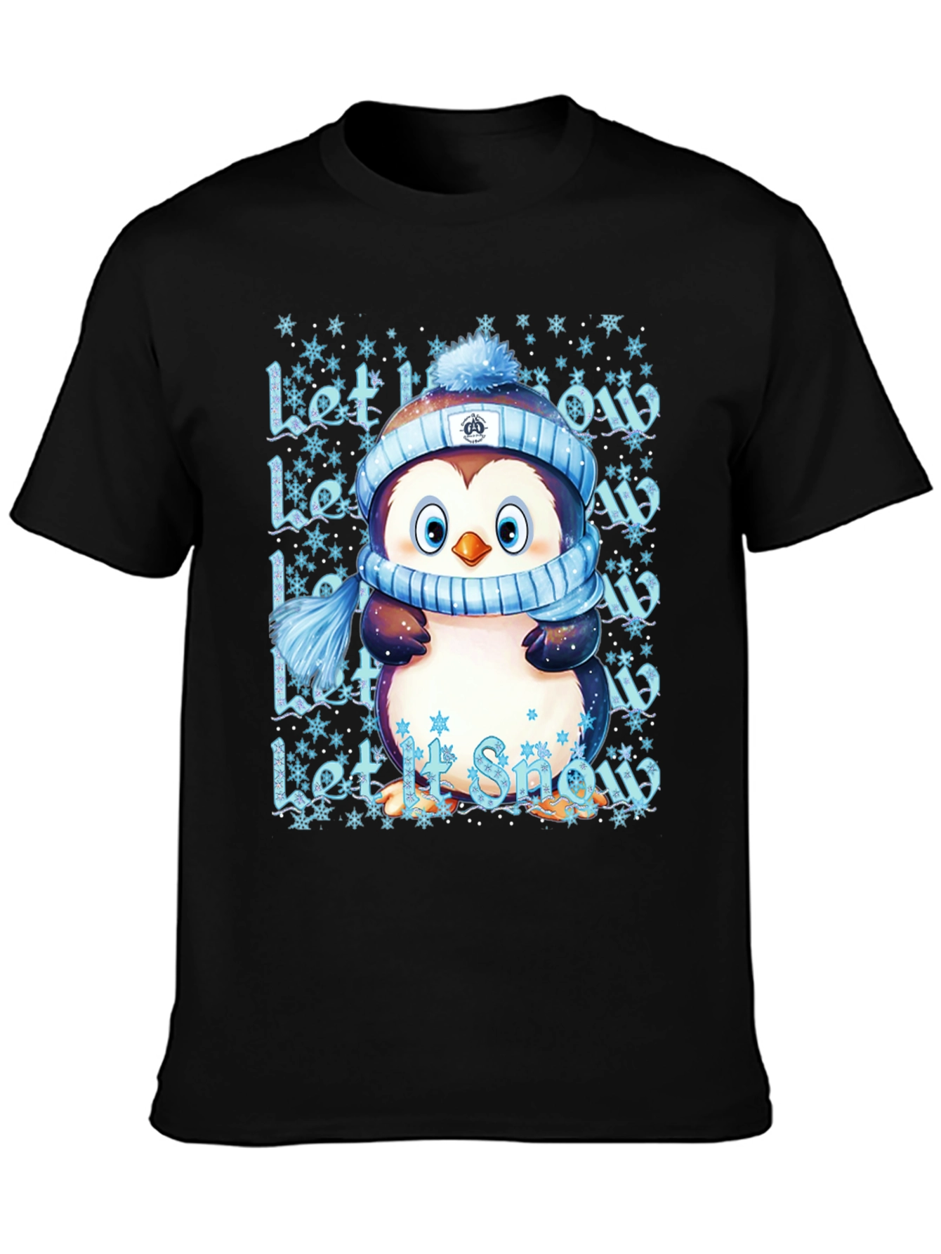 Cute Penguin Let It Snow Black T-Shirt