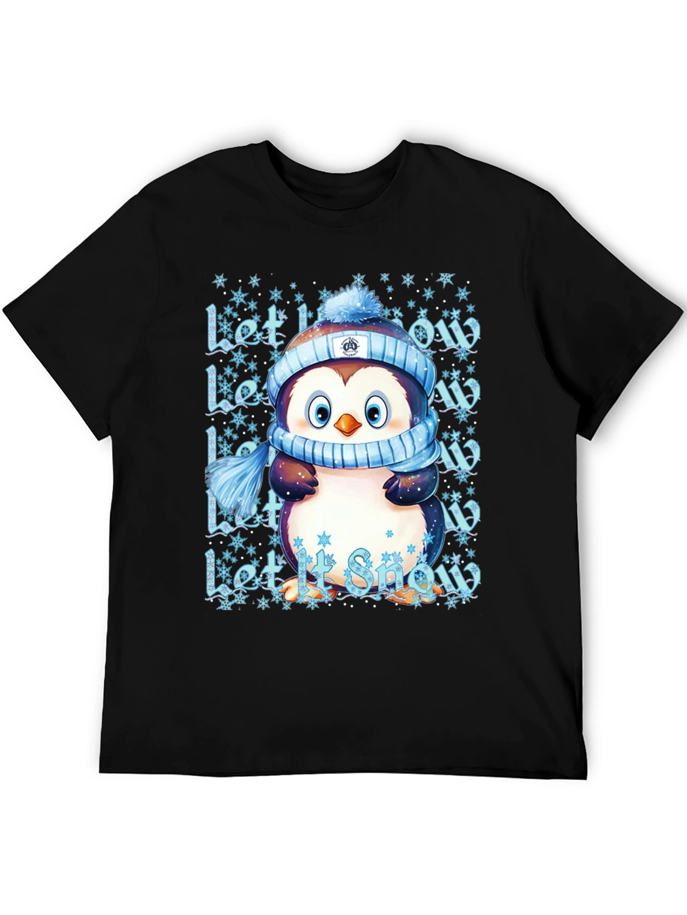 Cute Penguin Let It Snow Black T-Shirt