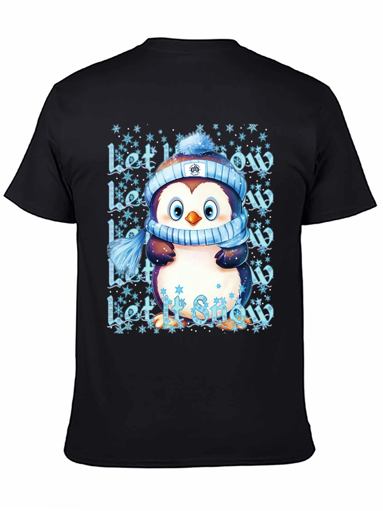 Cute Penguin Let It Snow Black T-Shirt