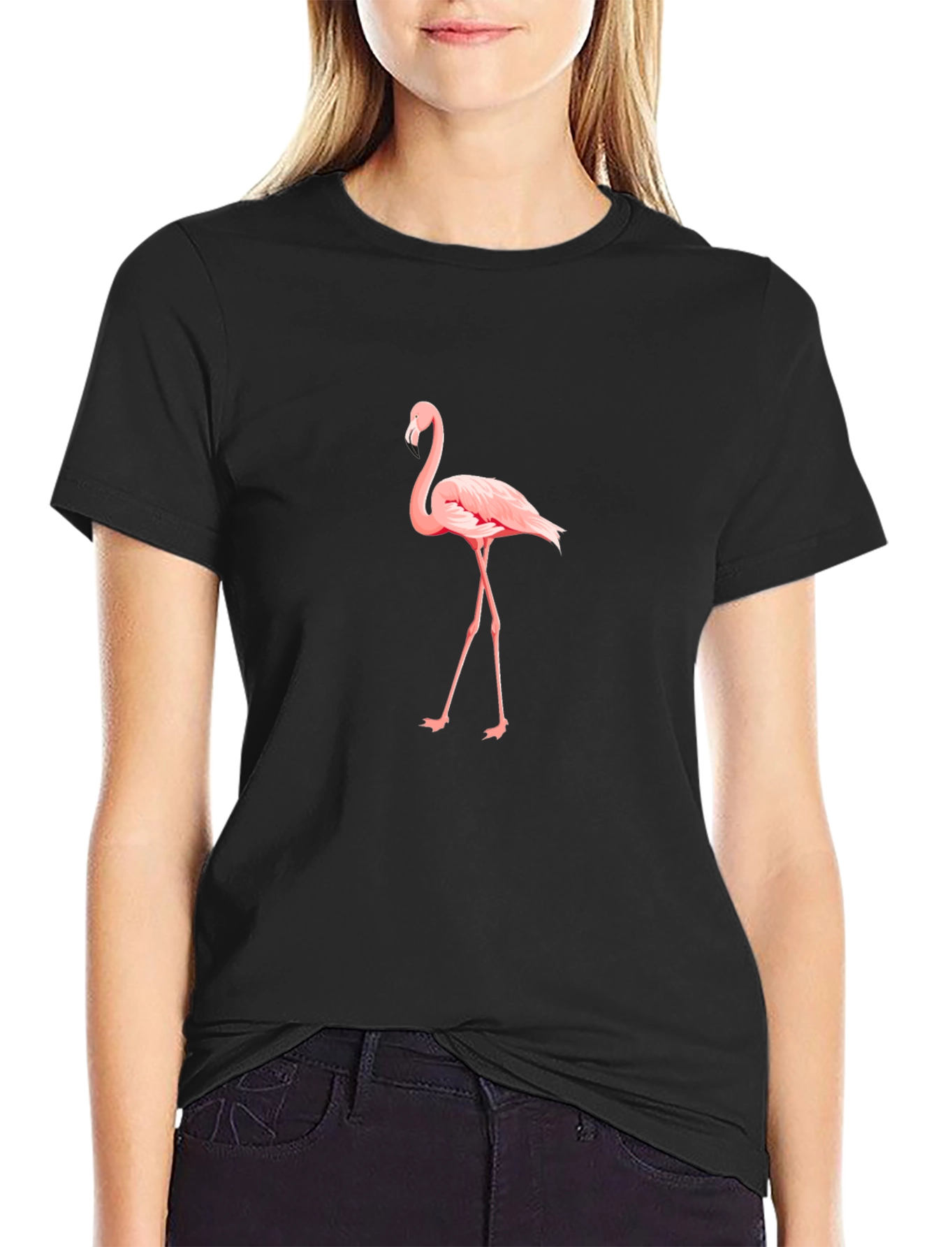 Flamingo Graphic Black T-Shirt - Stylish Casual Wear