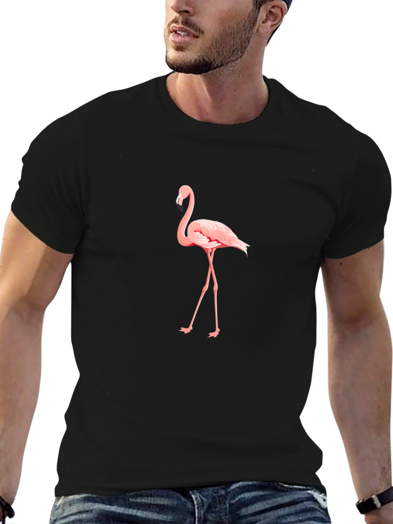 Flamingo Graphic Black T-Shirt - Stylish Casual Wear