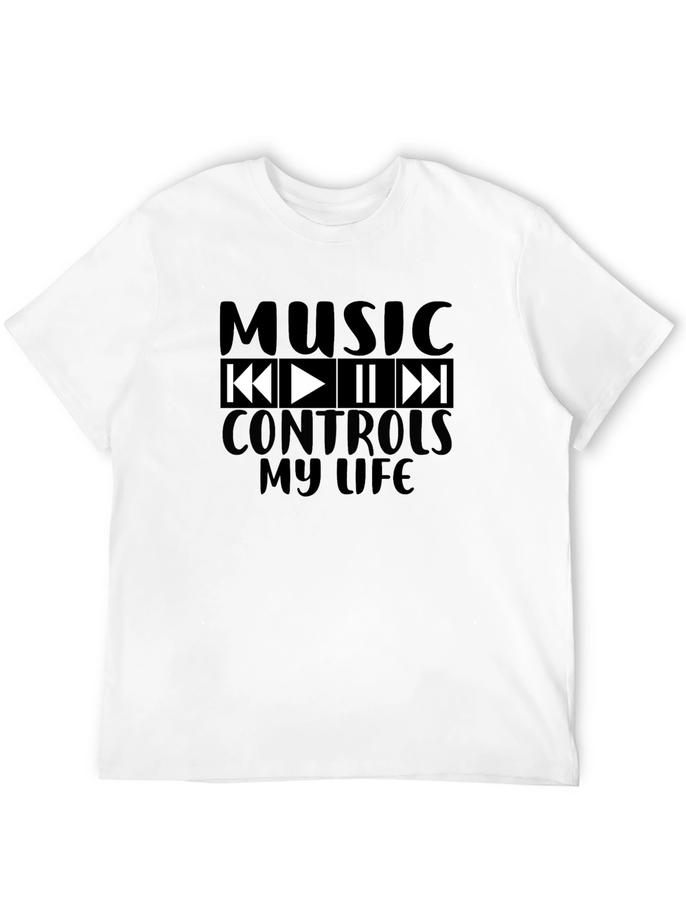 Music Controls My Life Black Graphic T-Shirt