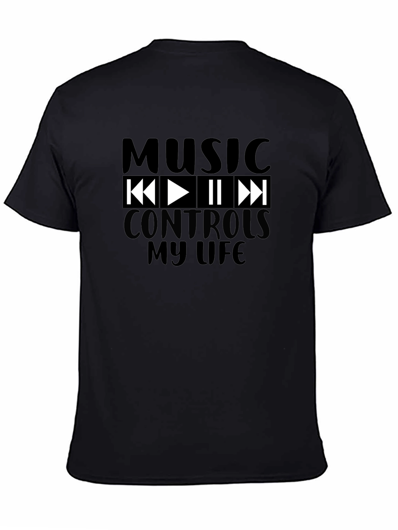 Music Controls My Life Black Graphic T-Shirt