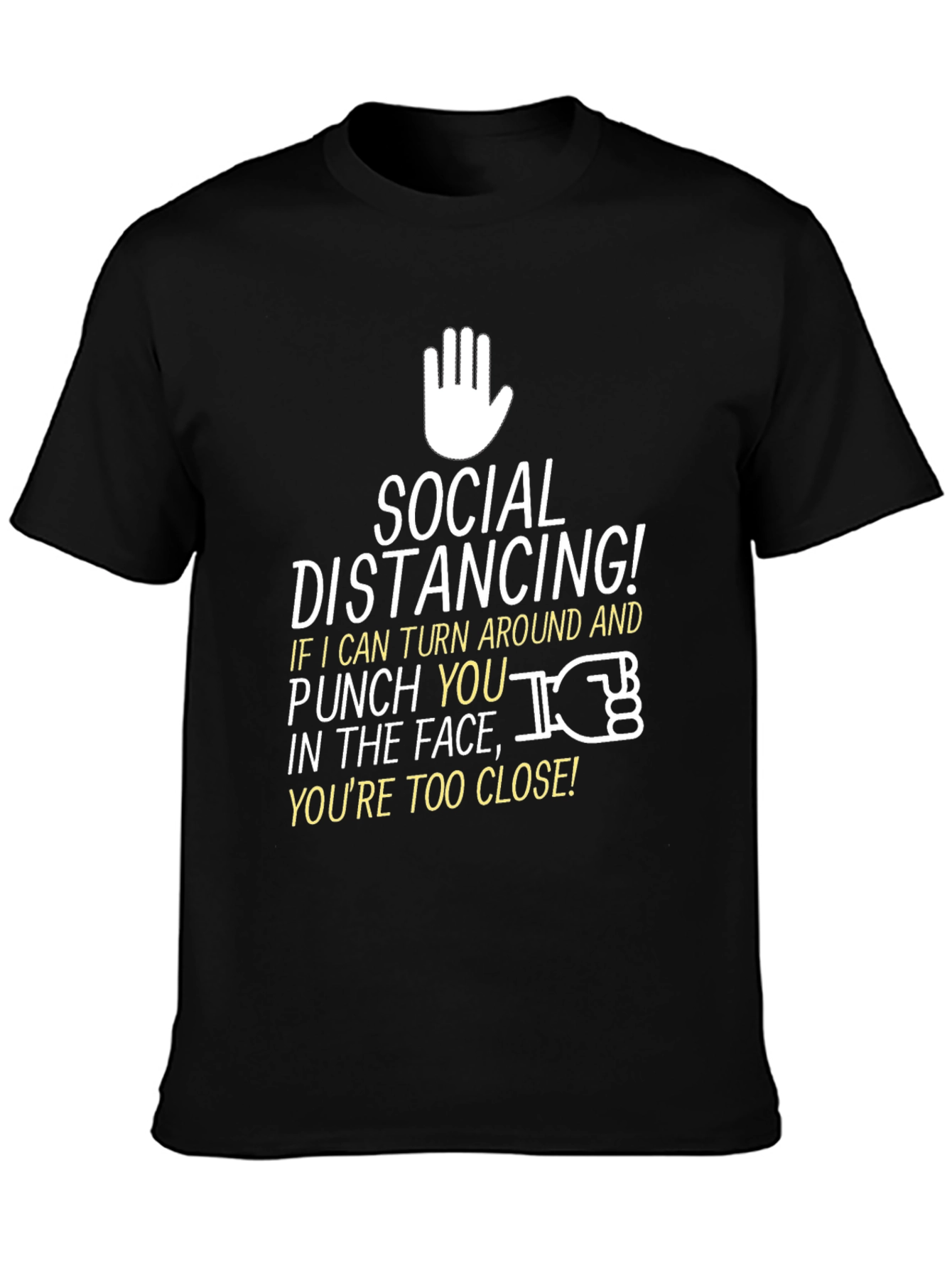 Social Distancing Graphic Tee - Black Novelty T-Shirt