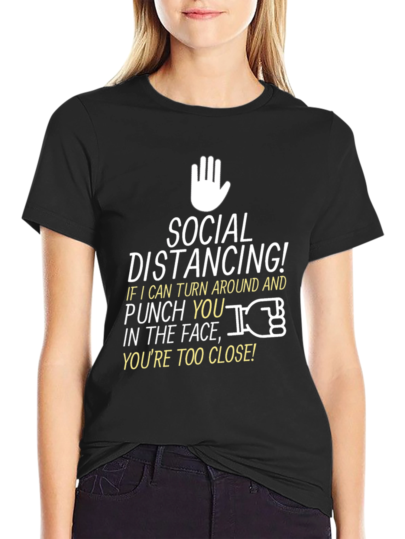 Social Distancing Graphic Tee - Black Novelty T-Shirt