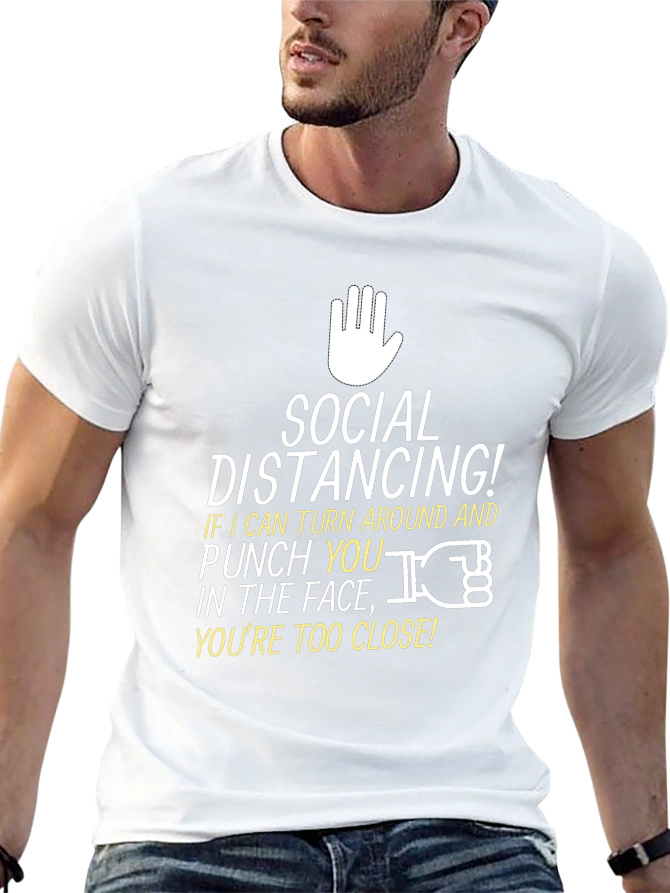 Social Distancing Graphic Tee - Black Novelty T-Shirt