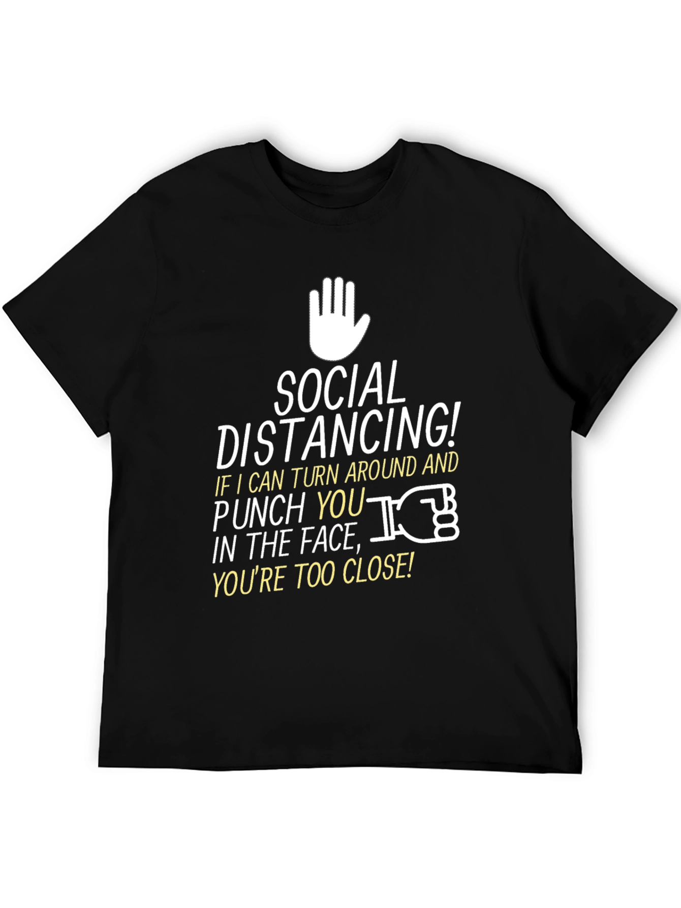Social Distancing Graphic Tee - Black Novelty T-Shirt
