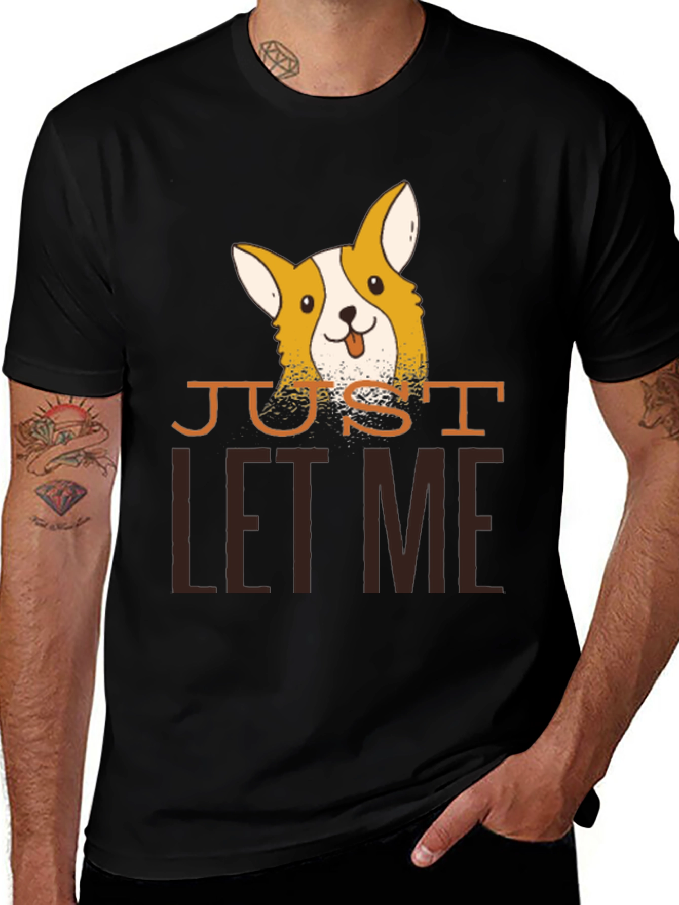 Just Let Me Corgi Black T-Shirt