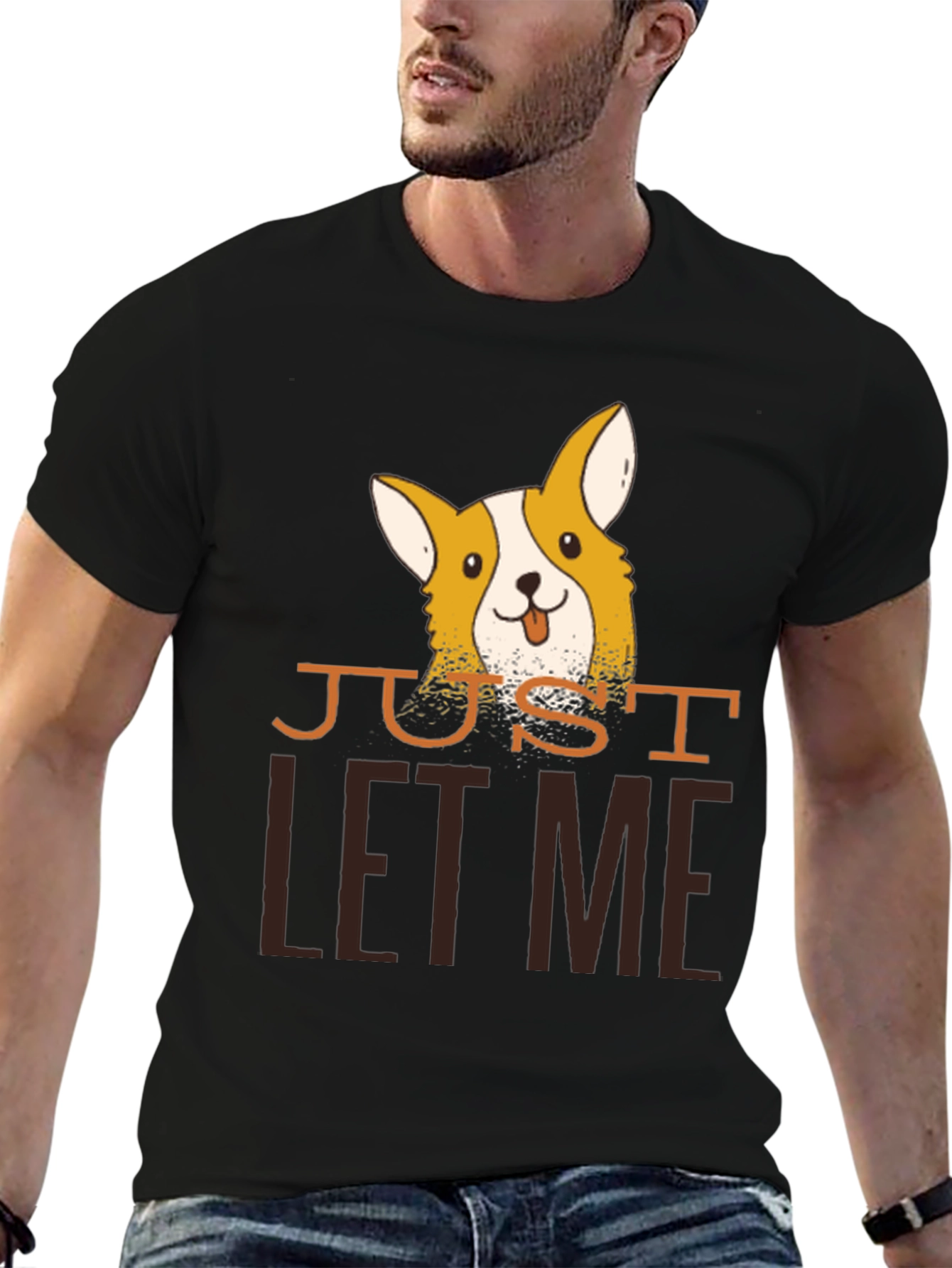 Just Let Me Corgi Black T-Shirt