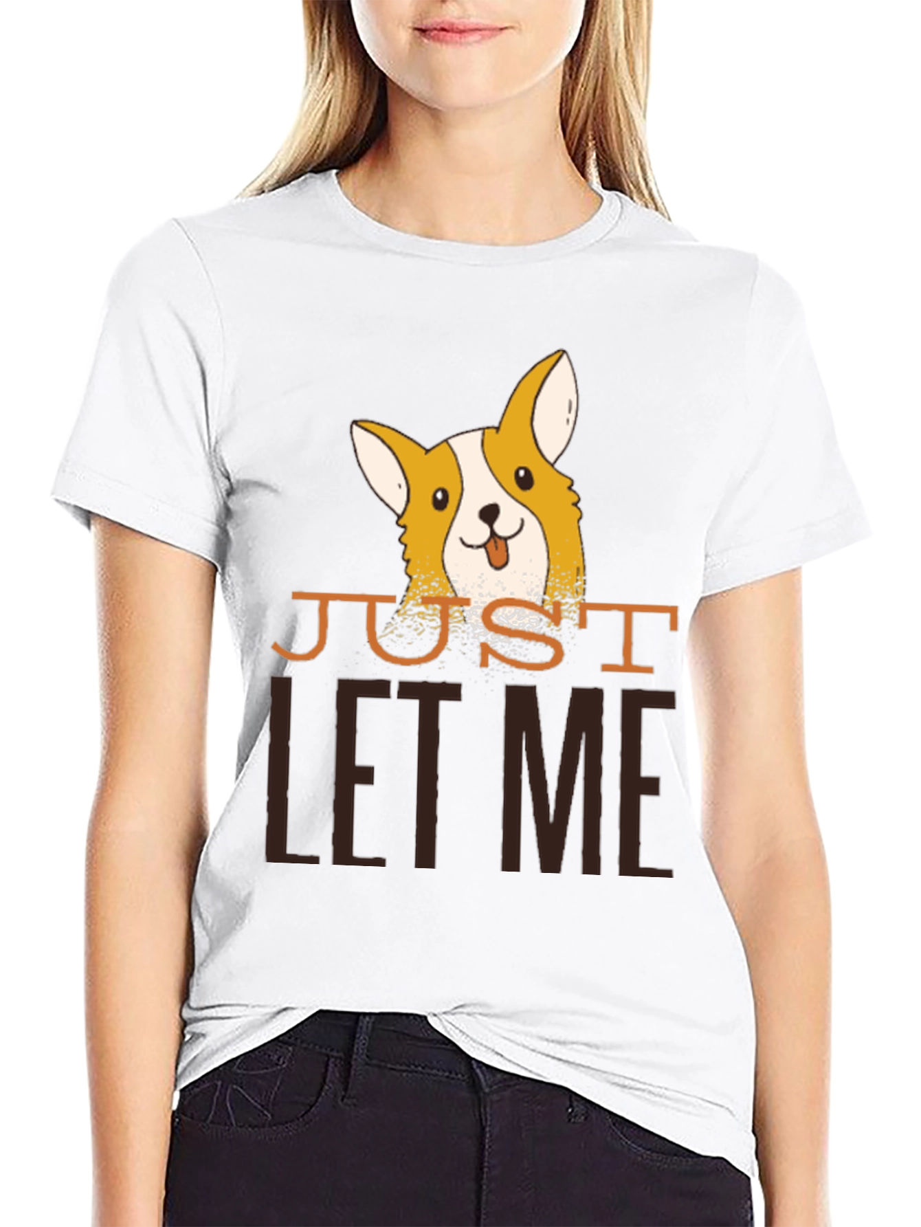 Just Let Me Corgi Black T-Shirt