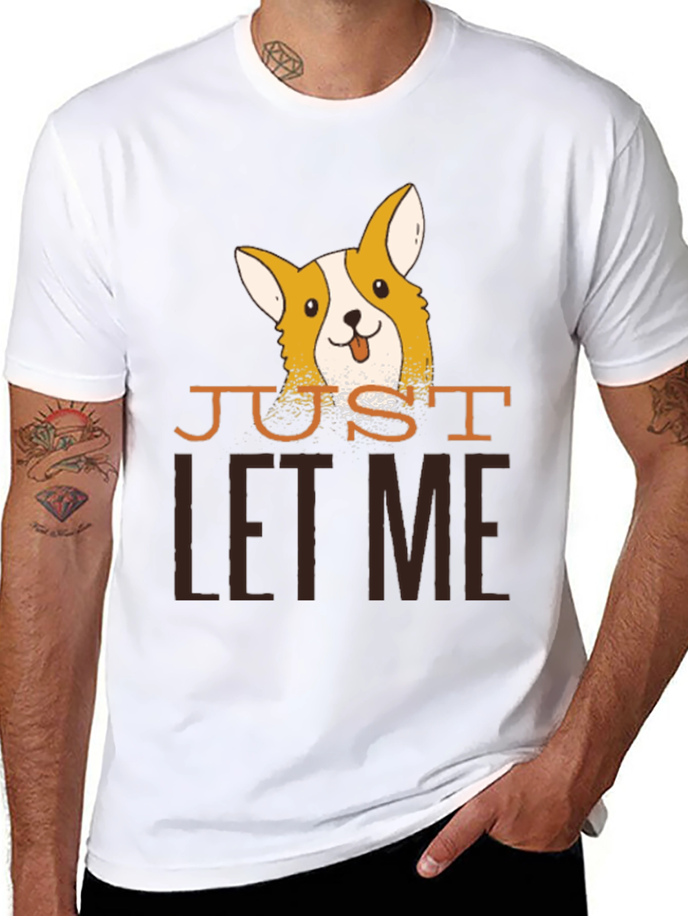 Just Let Me Corgi Black T-Shirt