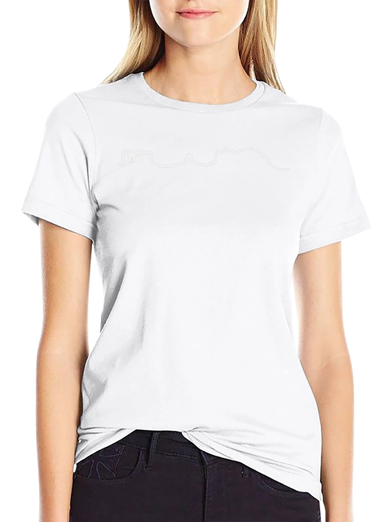 Black T-Shirt with White Skyline Graphic