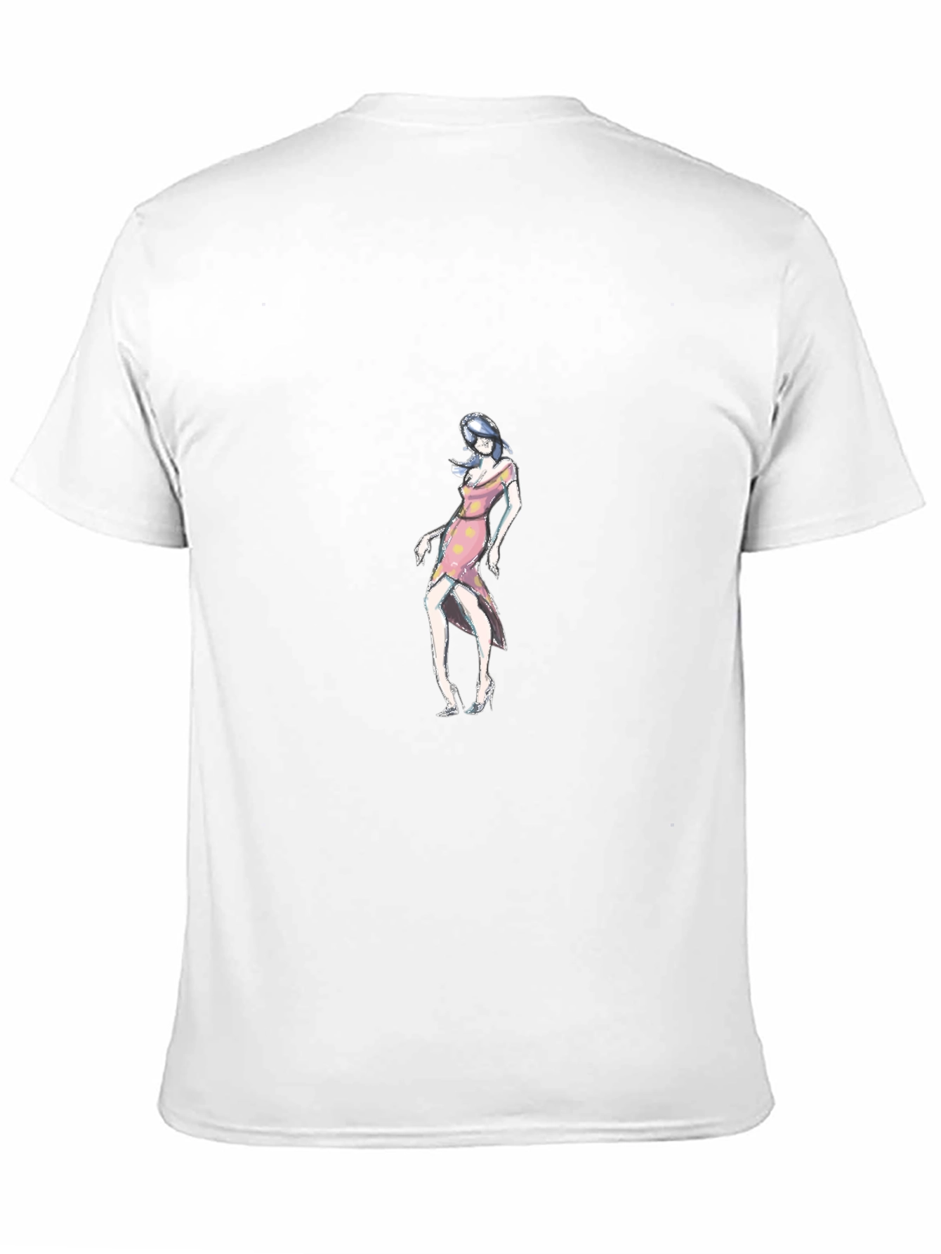 Black T-Shirt with Woman in Pink Dress Design
